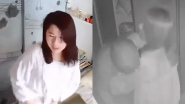 攝像頭監控偷拍爺媳戀 爺爺給孫子發完紅包兒媳婦把孩子支出去進房間拉上窗簾伺候老爺子做愛