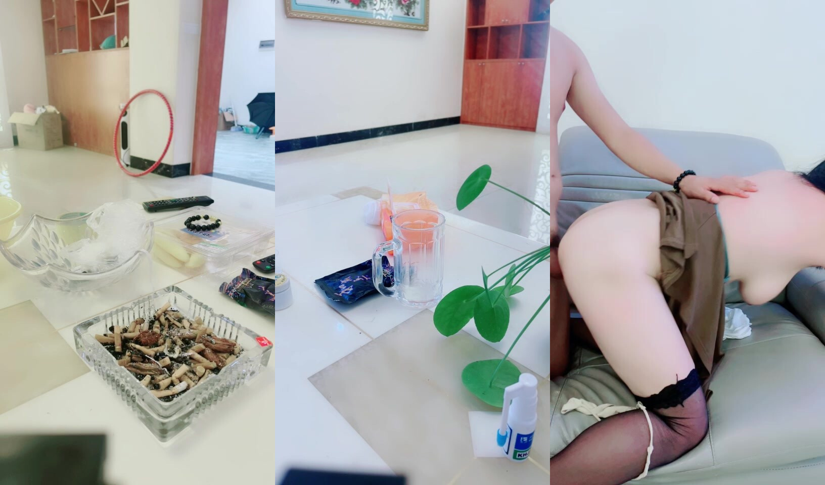 劇情演繹：勾搭大奶黑絲騷婦，掏出雞巴勾引不成，直接推倒強勢插入，雞巴入穴瞬間就征服了！