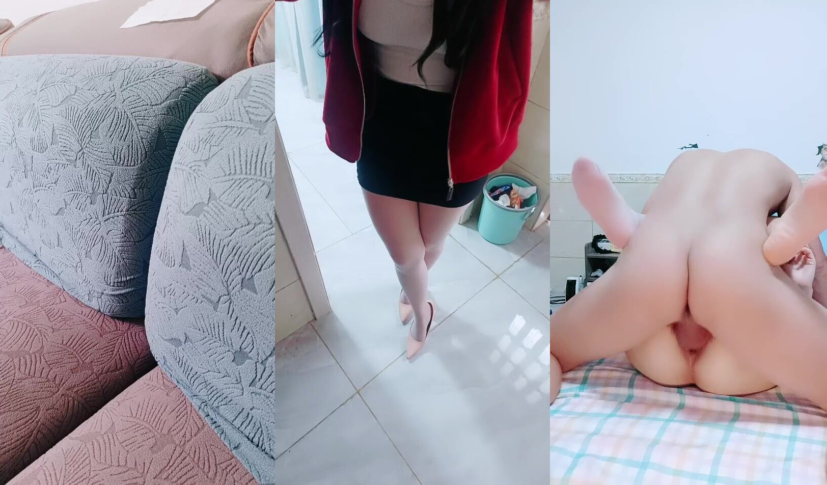 劇情演繹：超騷的大奶騷貨勾引炮友，邊看片邊幫其打飛機，主動騎乘搖曳肏屄！