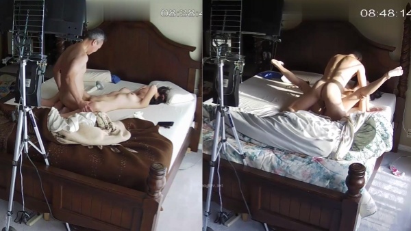 《駭客破解家庭攝像頭》真實記錄老公公和兒媳偷情吃她的無毛嫩鮑魚