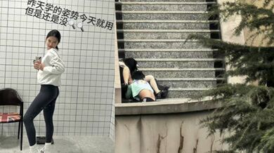 蘭州交通大學 一對情侶大庭廣眾之下在學校樓梯口起來了，這是有多飢渴，就不能去開個房嗎