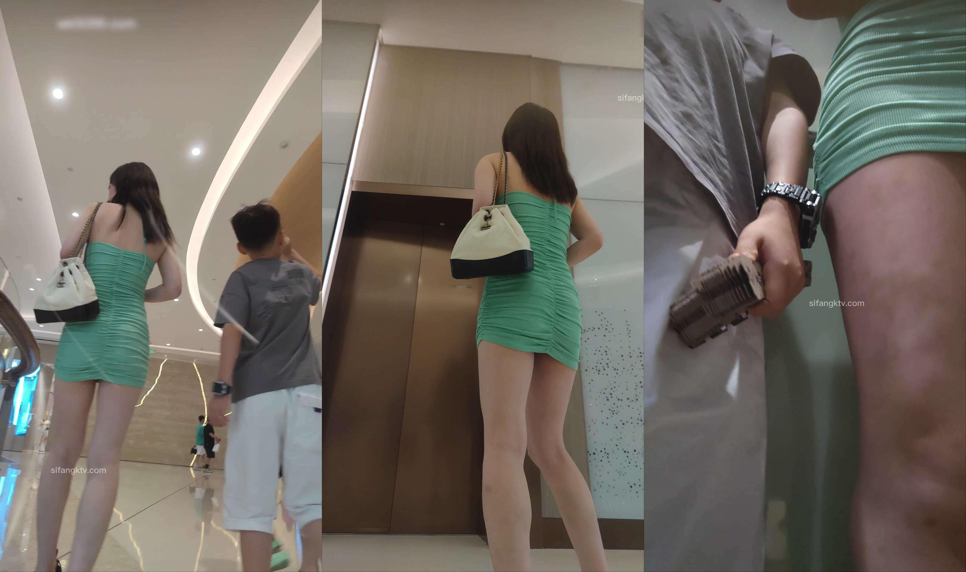 商場一路跟蹤抄底包臀裙美少婦沒穿內褲多毛大肥B就在眼前