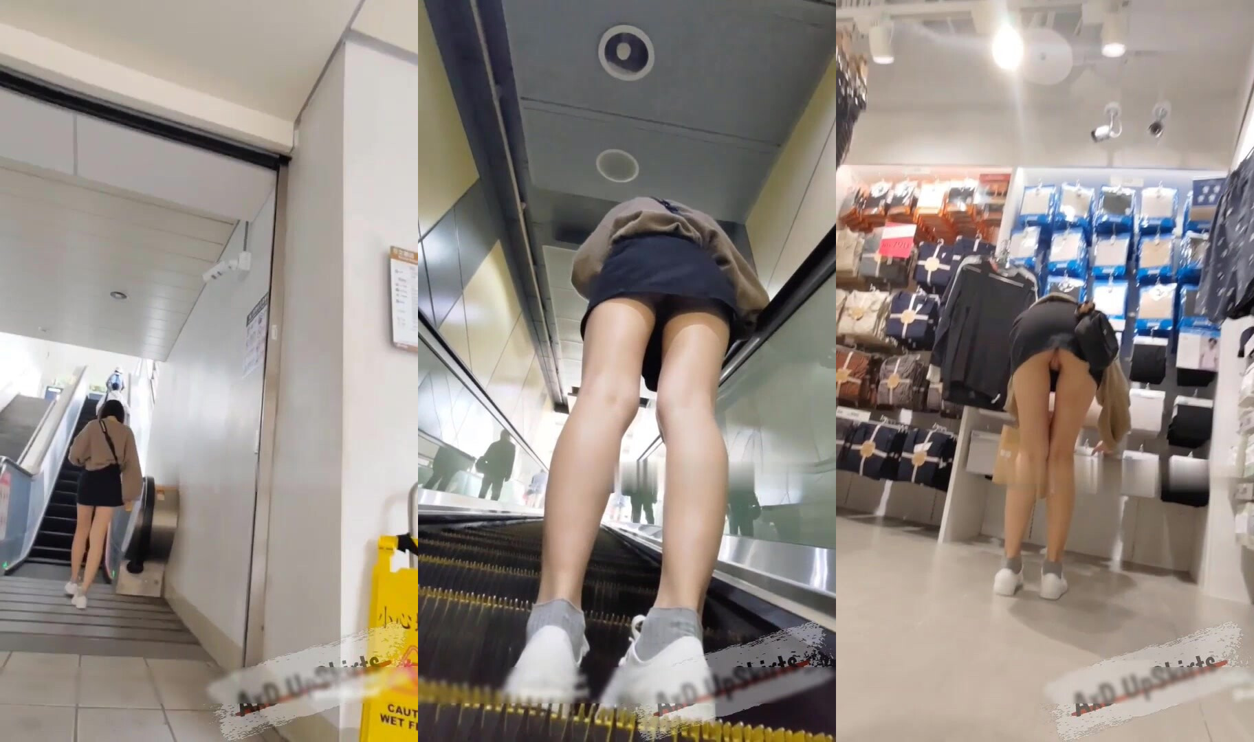 地鐵站一路跟蹤抄底短裙小姐姐竟然沒穿內褲還是一個乾淨無毛的小白虎