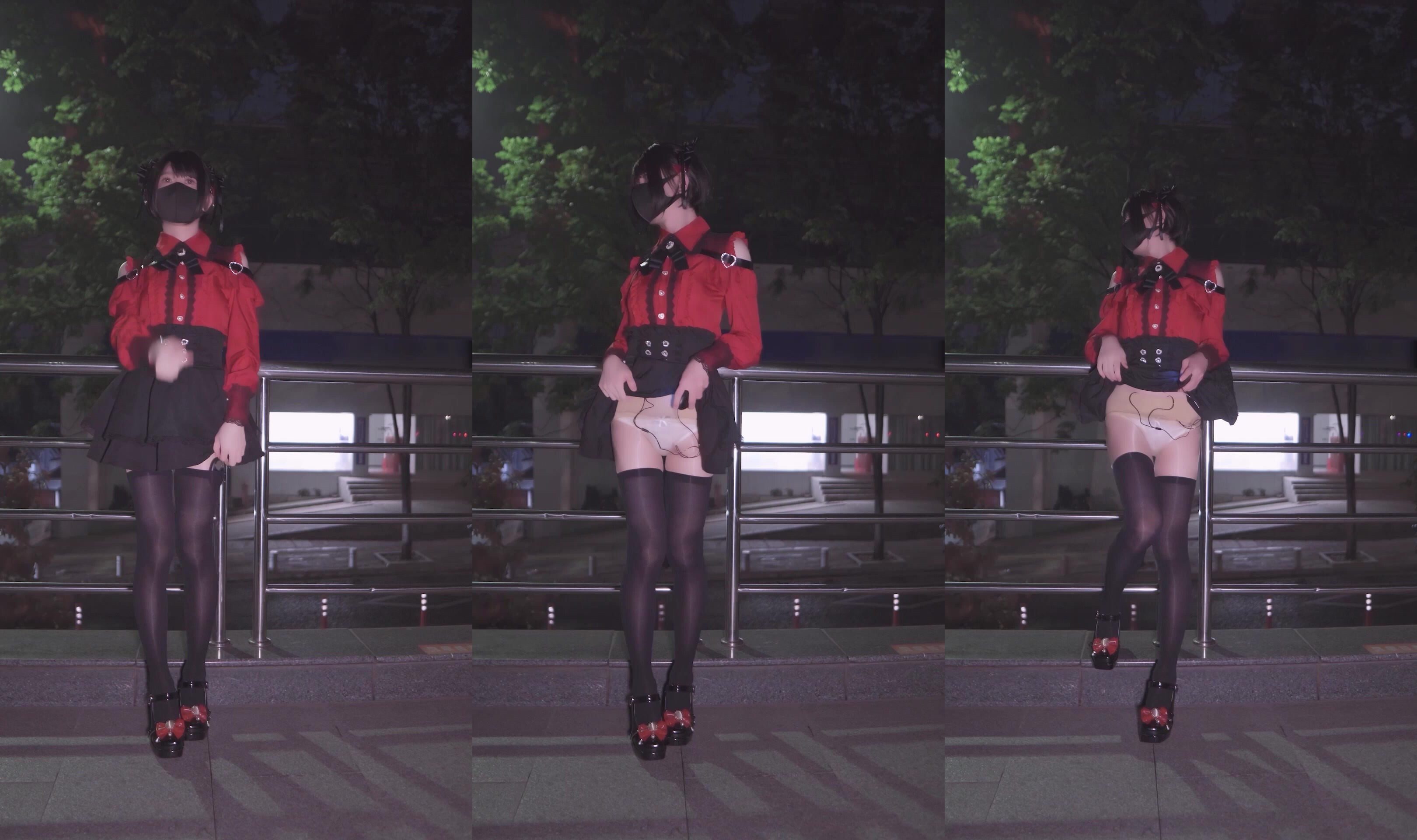 推特超人氣偽娘『曦曦xixiyaxixi1』會員T021-T025 COS裝戶外露出自慰 (1)