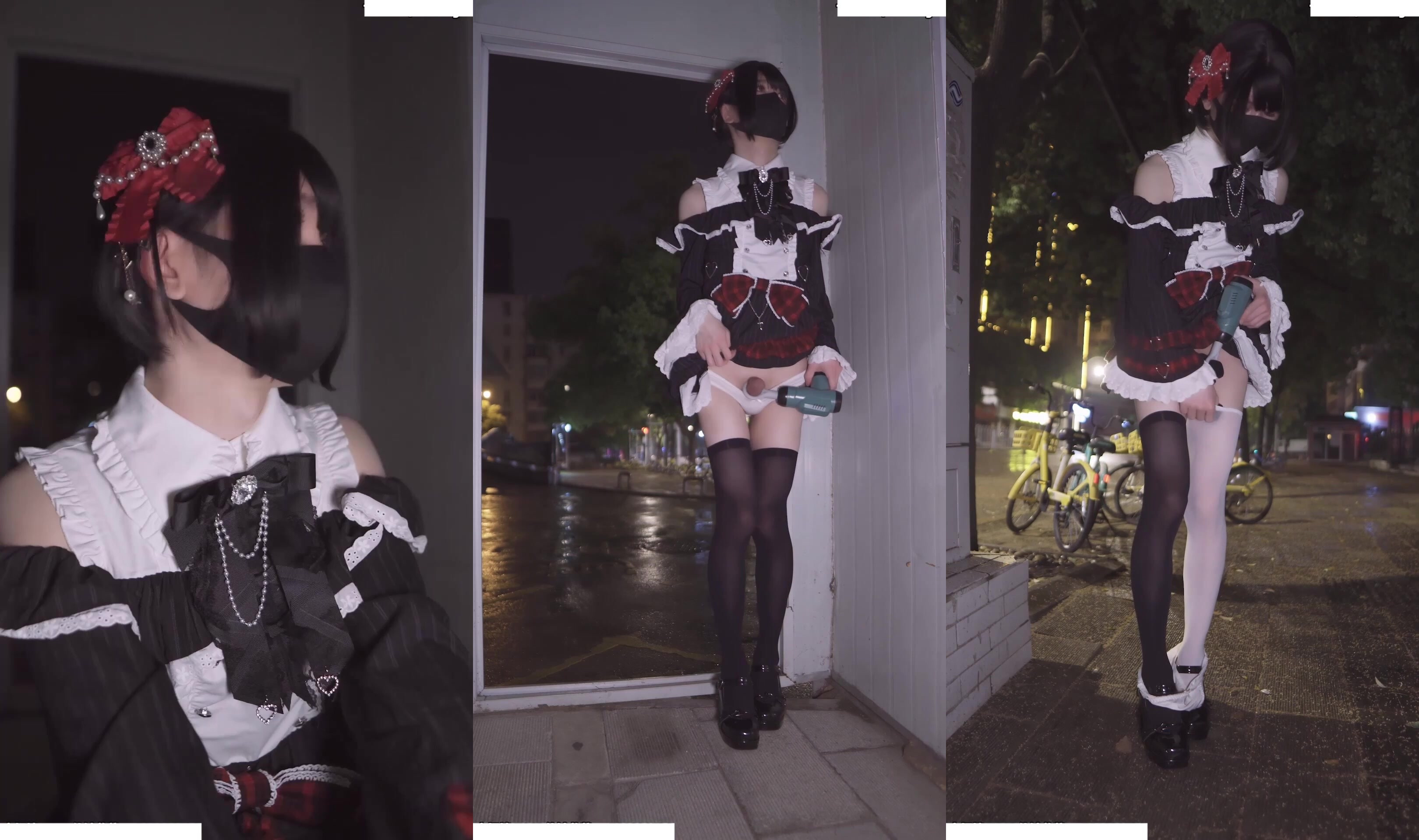 推特超人氣偽娘『曦曦xixiyaxixi1』會員T026-T029 COS裝戶外露出自慰 (1)