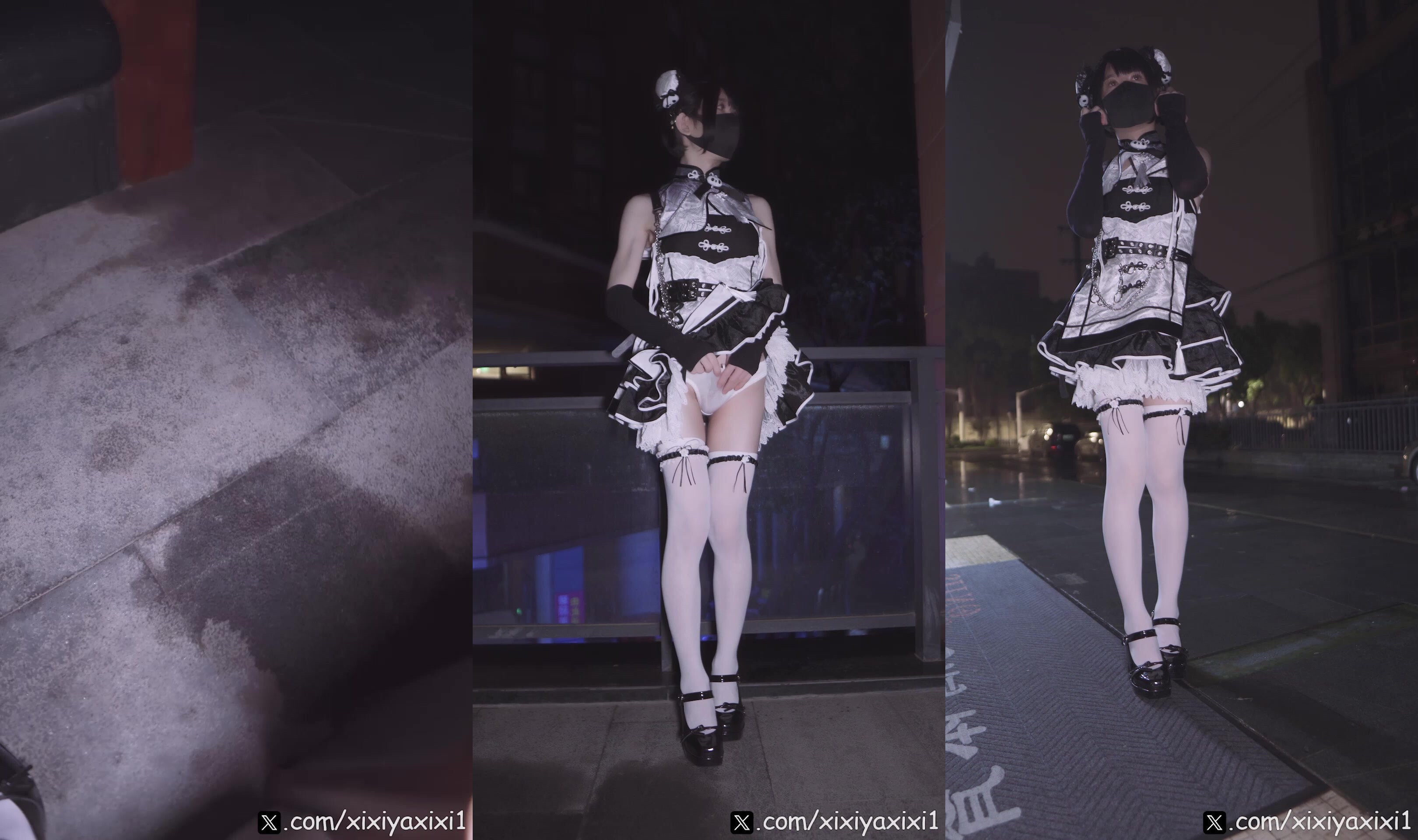 推特超人氣偽娘『曦曦xixiyaxixi1』會員T026-T029 COS裝戶外露出自慰 (4)