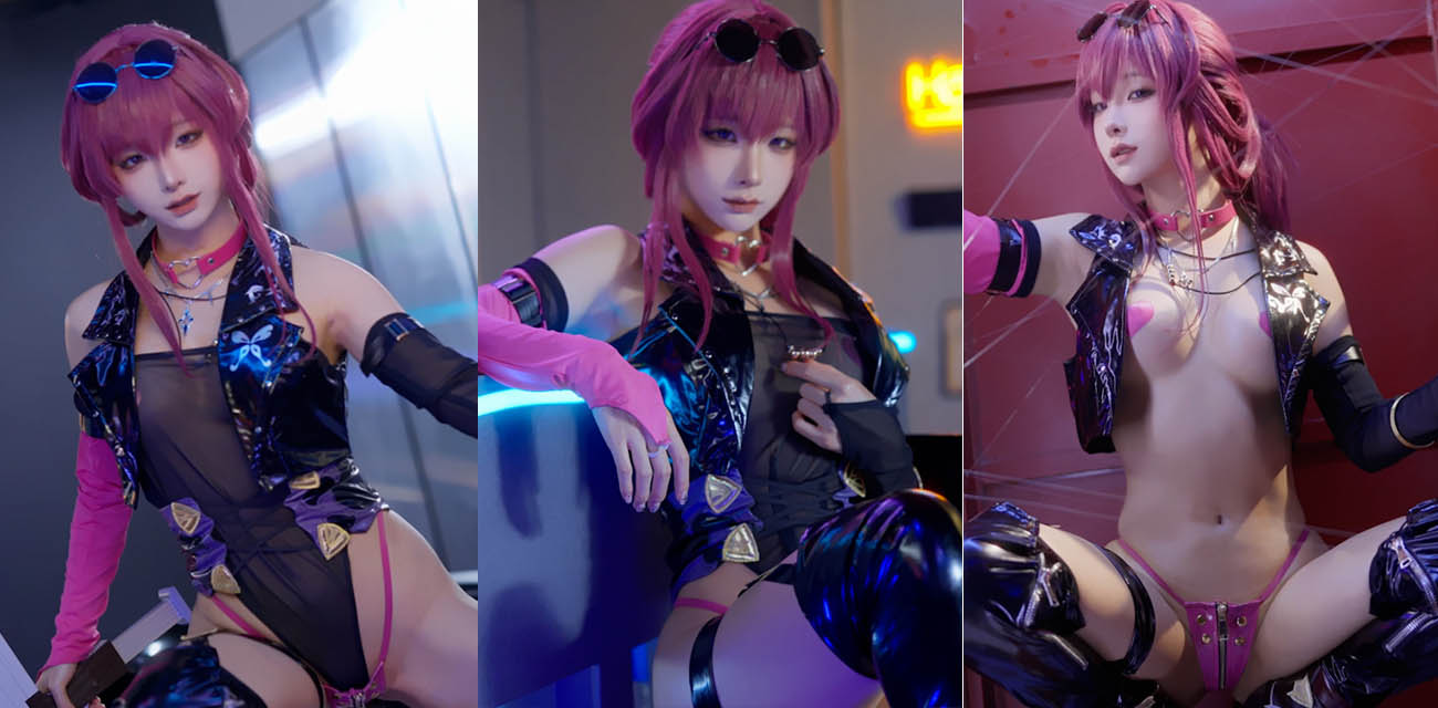 極品福利姬 蠢沫沫 cosplay卡芙卡寫真流出 極品蘿莉紫發騷浪 翹臀豪乳酒吧撩人 搔首弄姿極致淫亂！