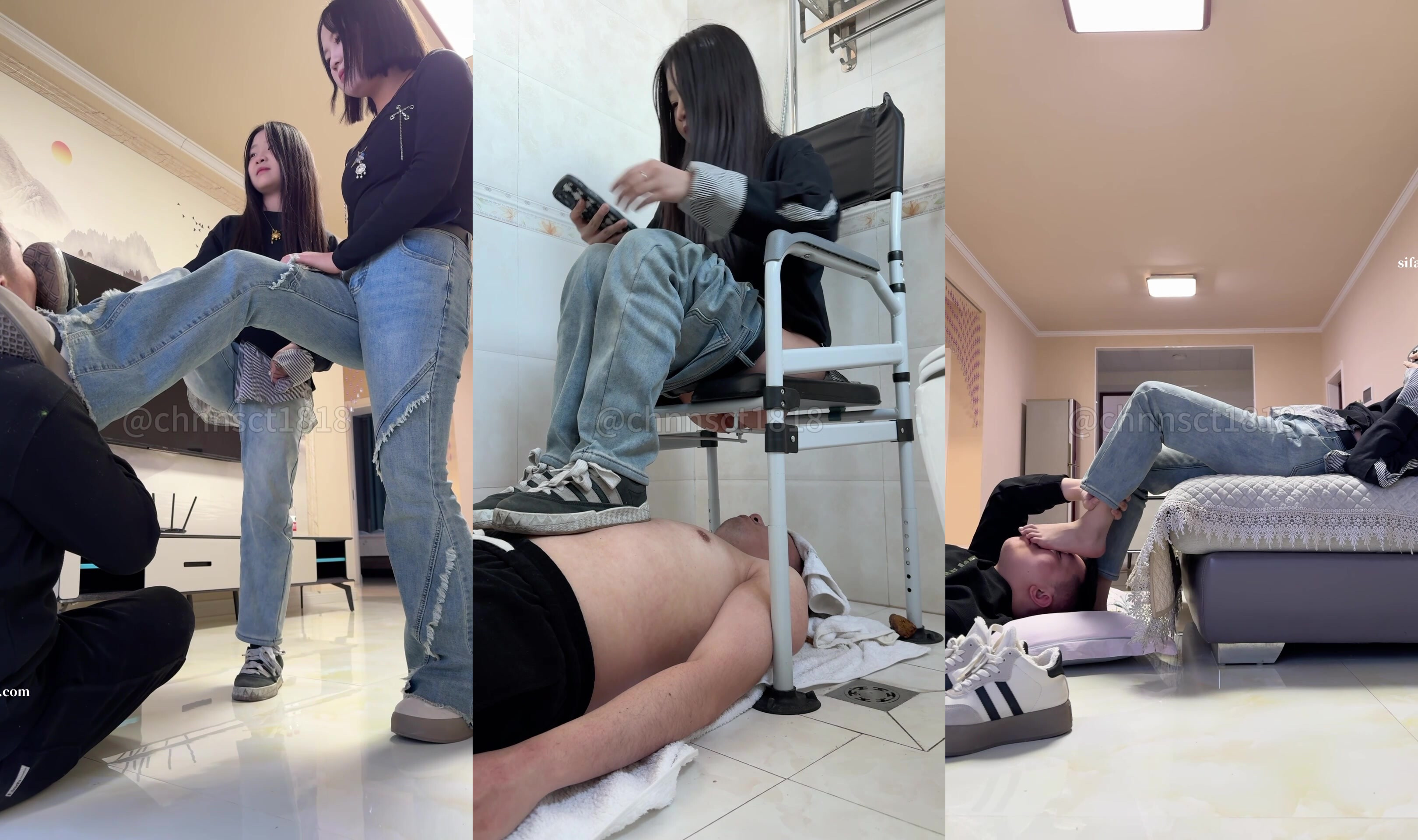 【與精神小妹的那些年】牛仔小姐妹虐奴，喂黃金2025年9月最新173女生VIP精選，舔腳，黃金，踩臉，吃嫩妹的大便，被狂揍高潮了！