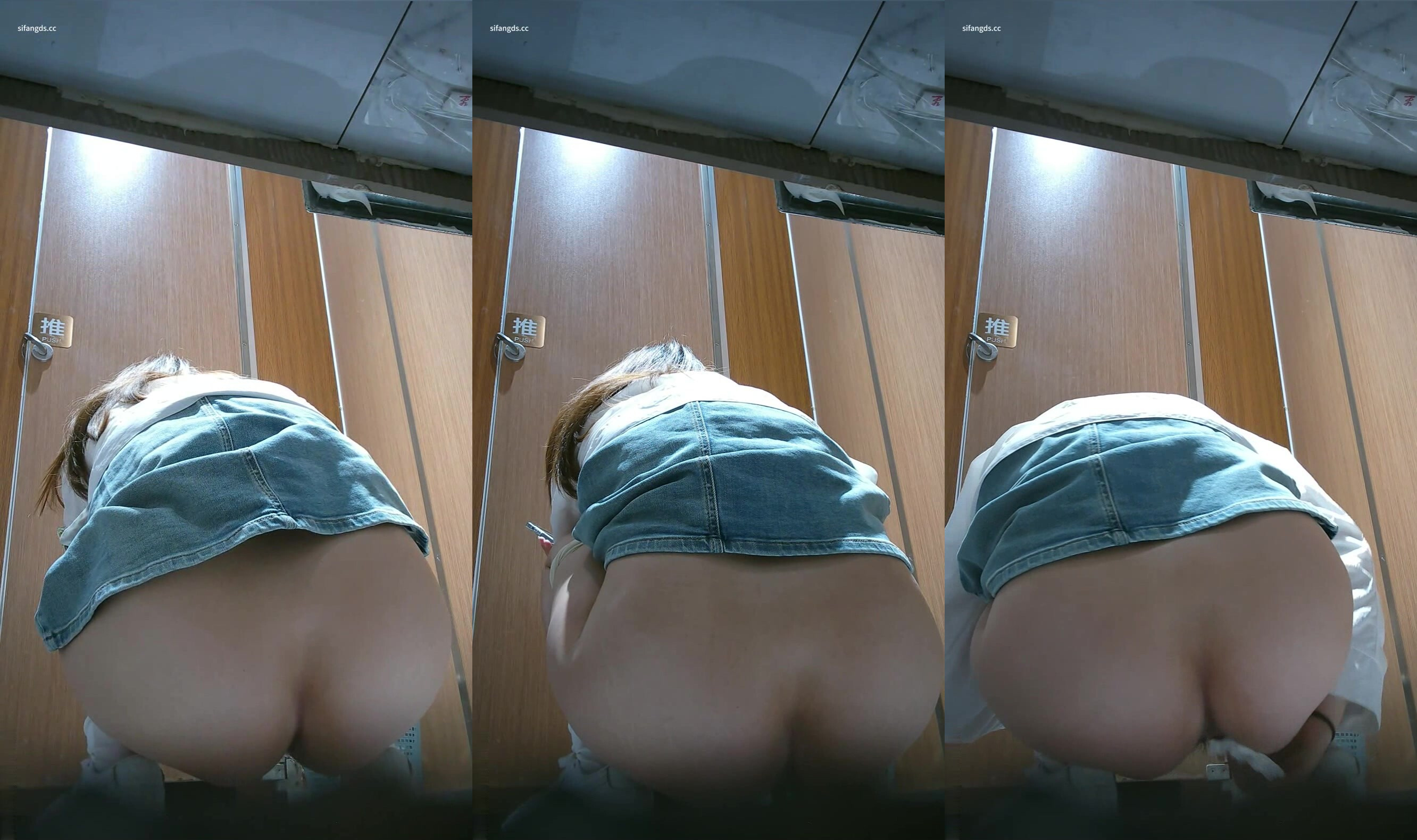 商場女廁全景偷拍牛仔短裙小姐姐屁屁上好多肉豐滿雪白大白腚