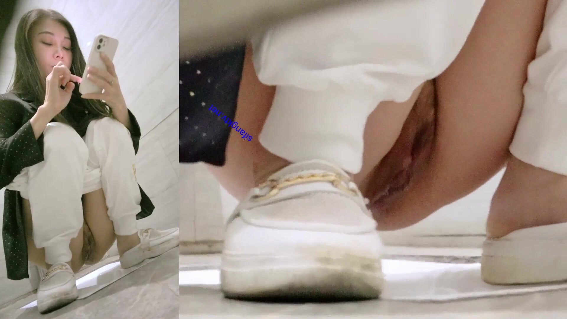 商場女廁全景偷拍長髮美少婦剛刮過B毛的嫩鮑魚