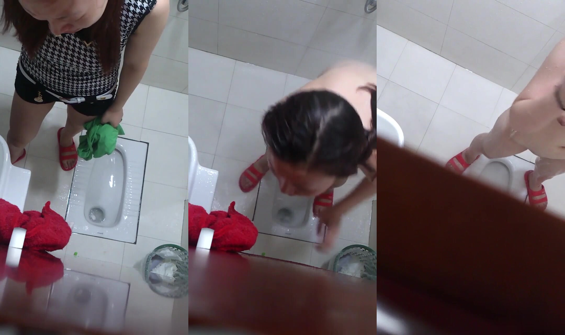 猥瑣小哥衛生間暗藏攝像頭偷拍剛下班的美少婦洗澡噓噓