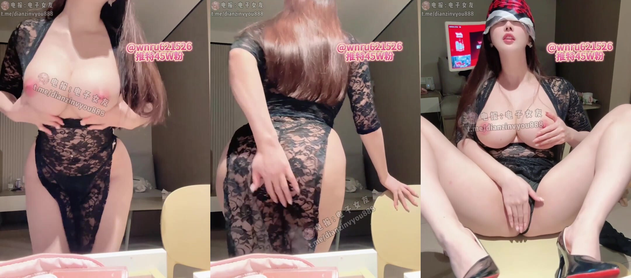 推特50萬粉絲頂級九頭身巨乳肥臀網黃「溫柔」風騷巨乳抖奶裸舞摸逼噴水，角色扮演隔絲自慰，線下露臉和金主爸爸激情(73v) (3)
