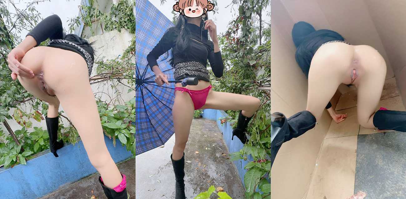 小姨子的秘密 雨天花池邊跟小姨子亂倫 雨傘紙板擋住露天操逼！