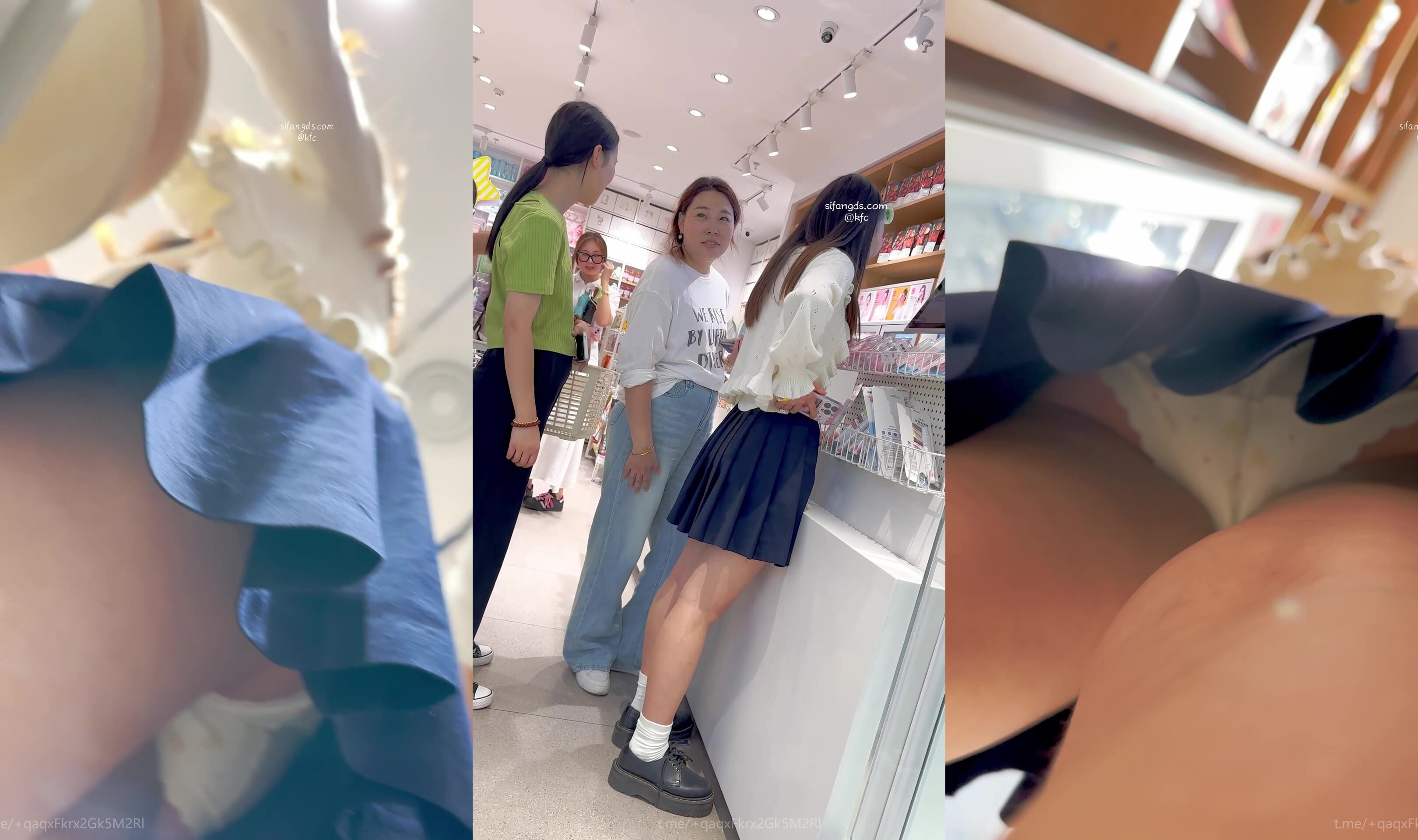 【KFC】JK短裙學生妹逛街買東西。白色花邊可愛內內超清CD