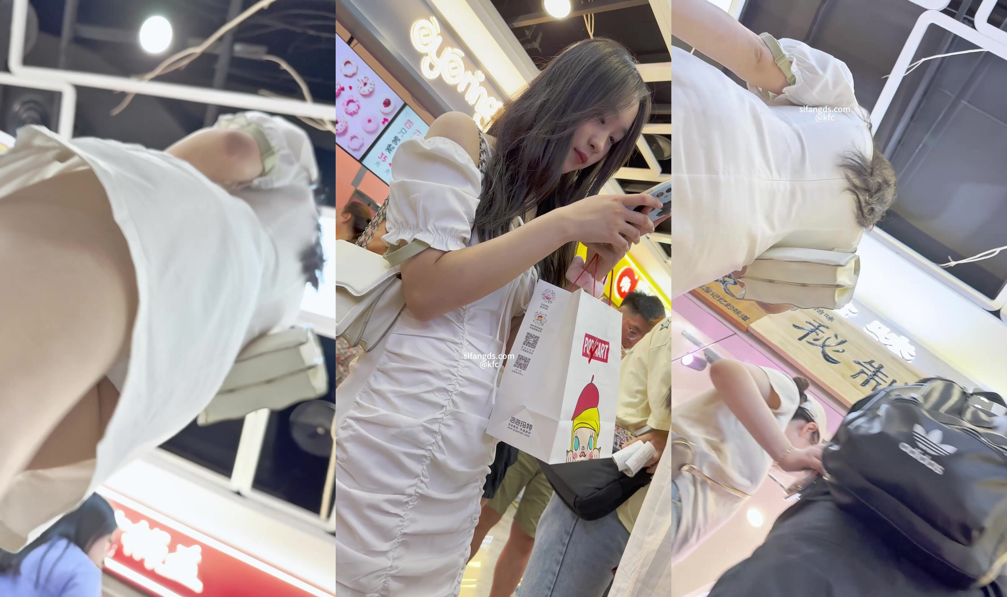 【KFC】極品美女 白色草莓內內 和男友聊天一直開心的笑4.10
