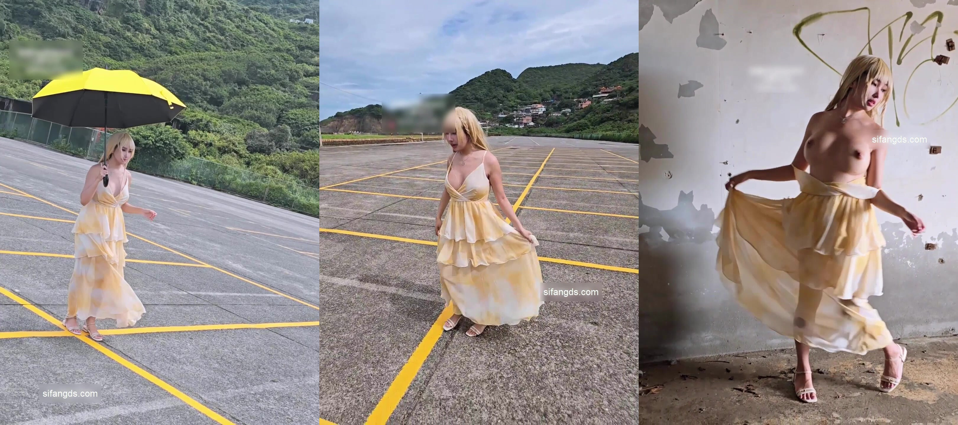【慕慕Momo毛毛喵】大奶美鮑顏值女模大尺度作品，COS隨風飛舞景區露出