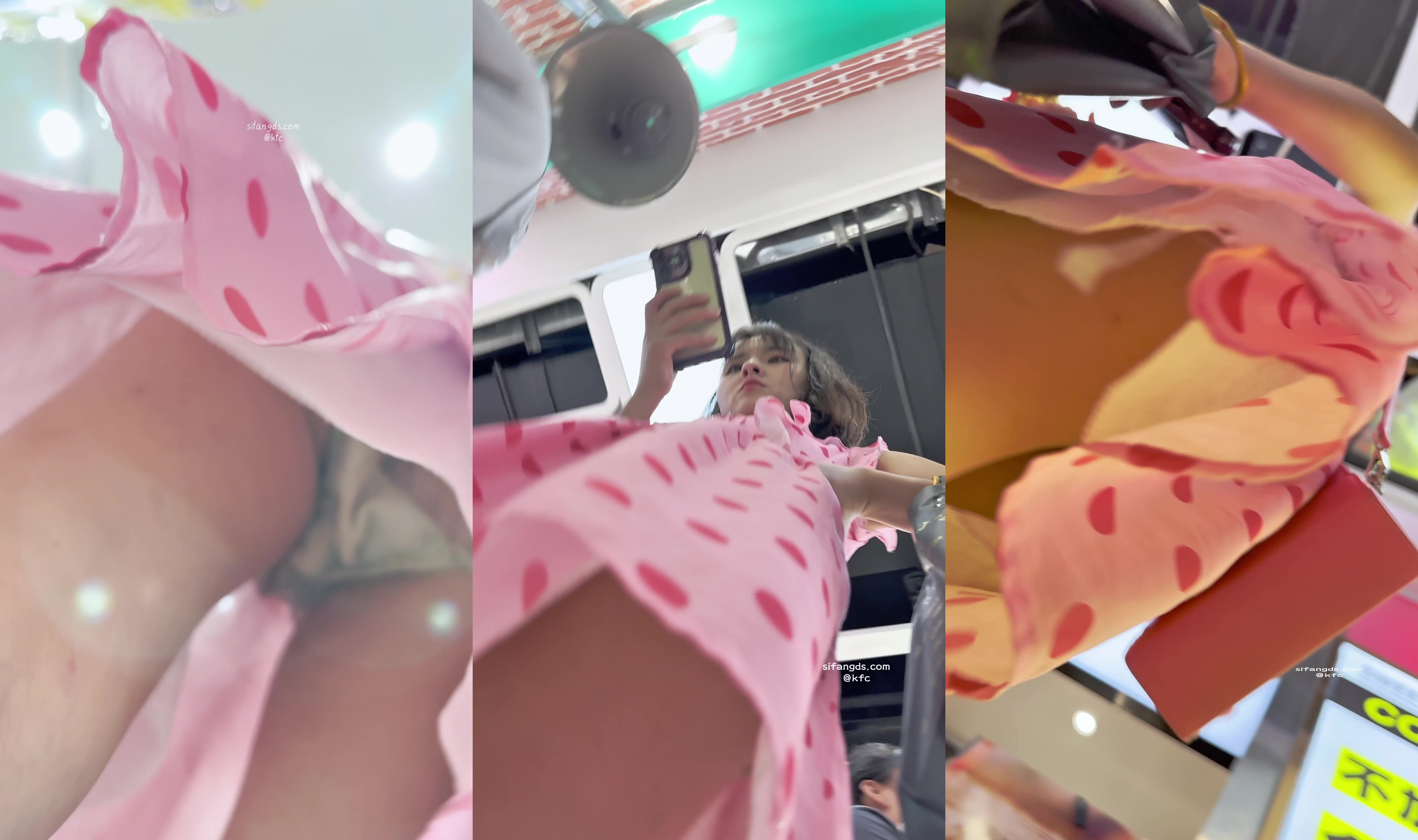 大神商場4K極限抄底，外純內騷反差美少女，穿個透逼透臀的透明內褲