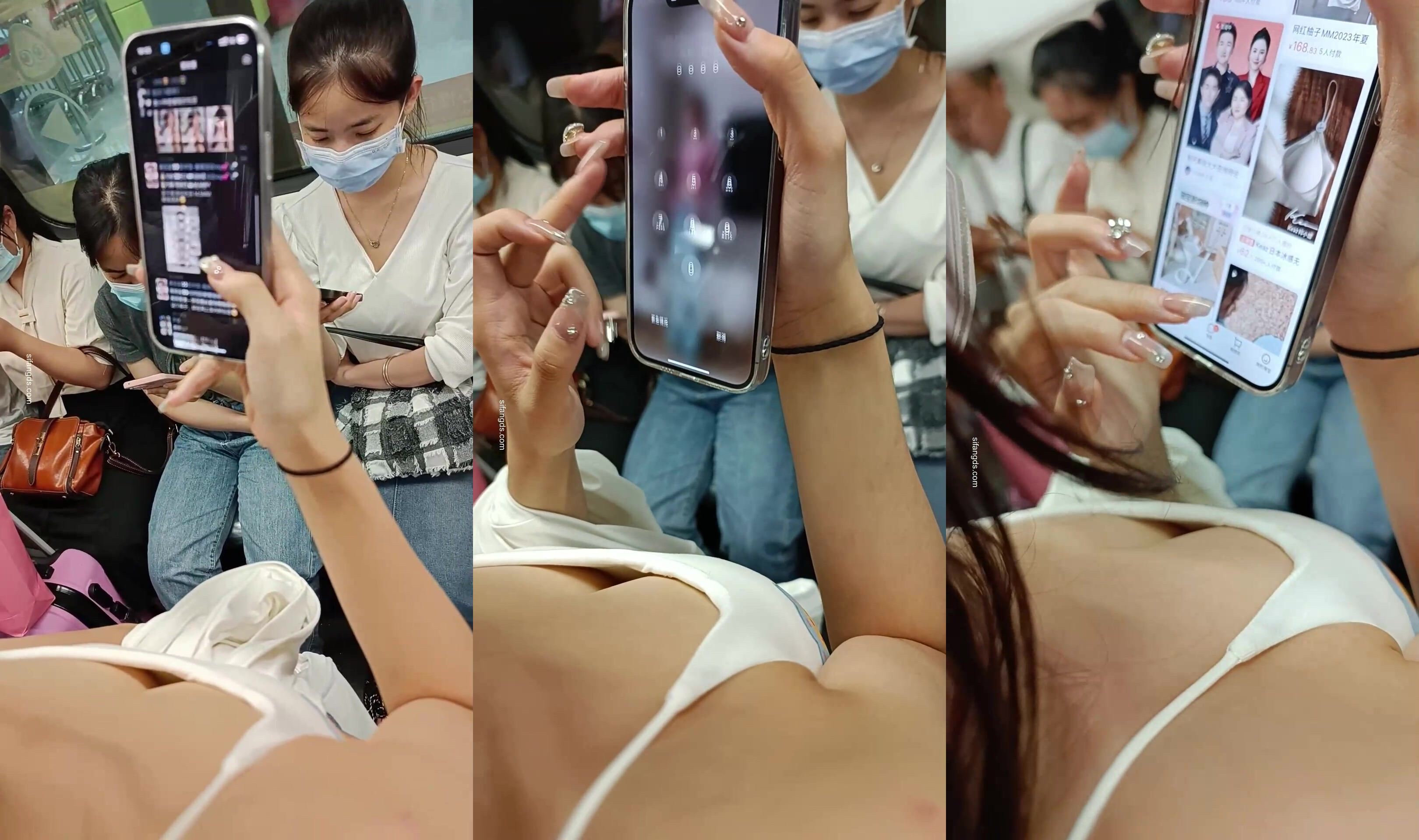 【高抄拍奶】地鐵近距離高抄大奶子小咪咪第1季 妹子真空離罩奶頭若隱若現宛如身臨其境 (7)