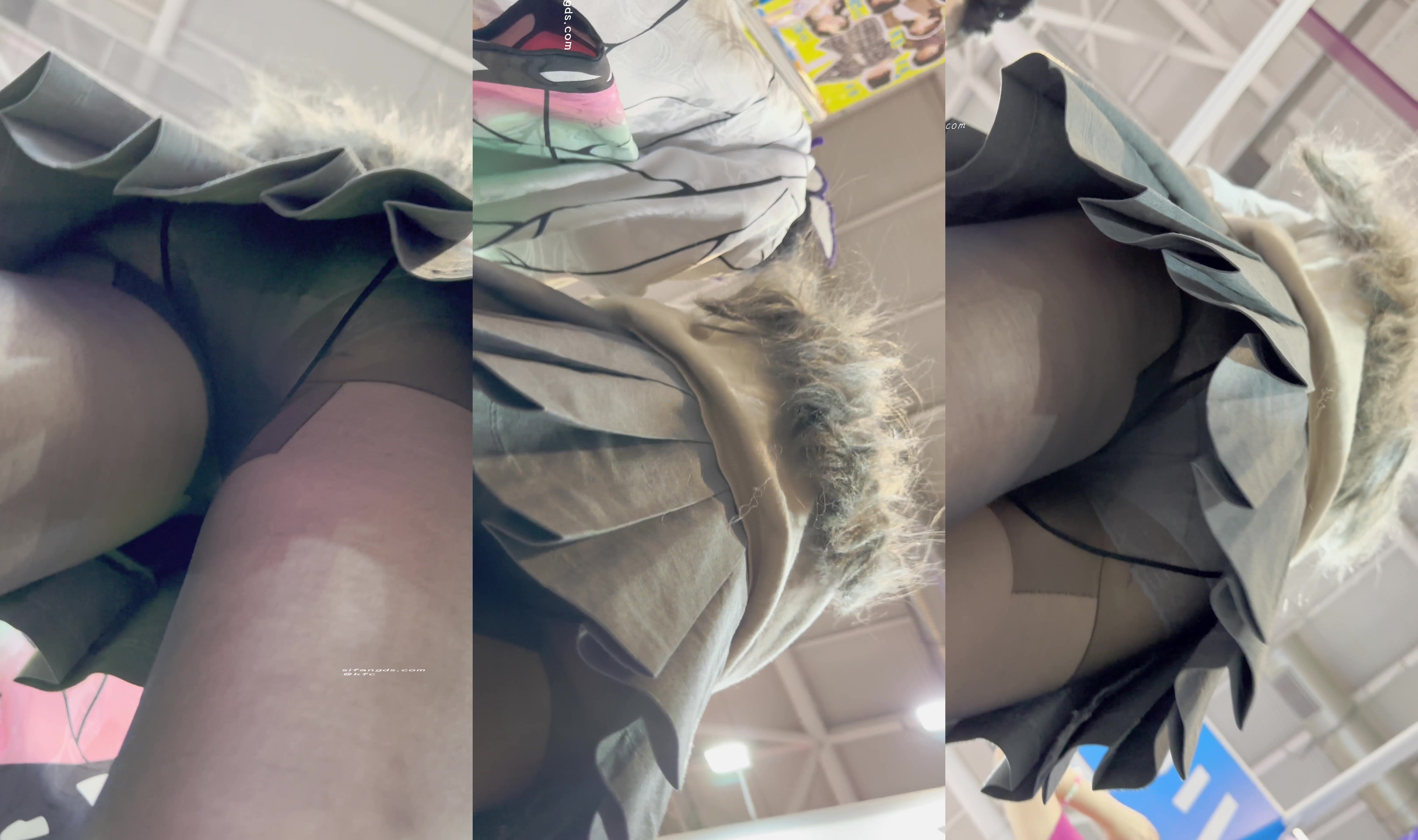 JK制服學生妹和閨蜜逛展黑色絲襪白色蕾絲內內前後CD