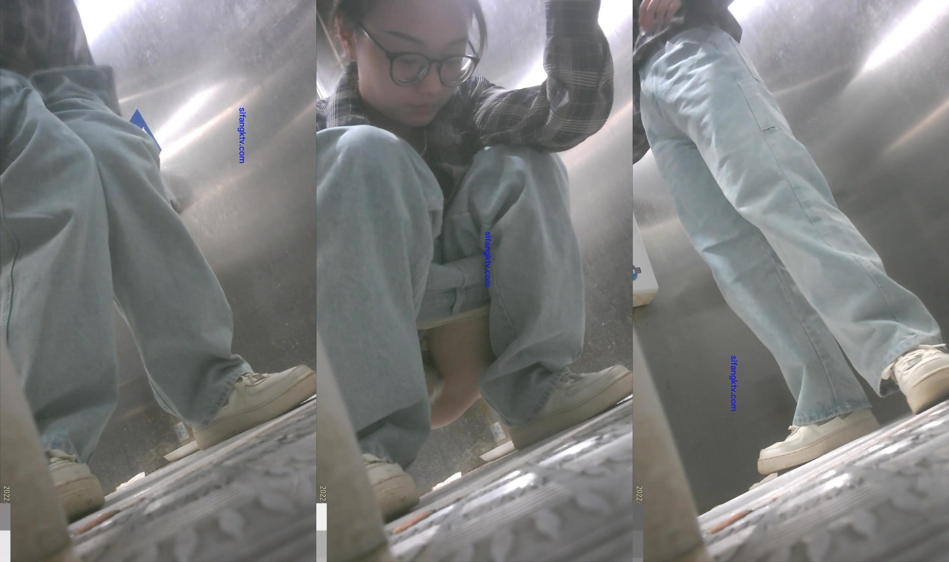 【精品廁拍】格子衫眼鏡妹