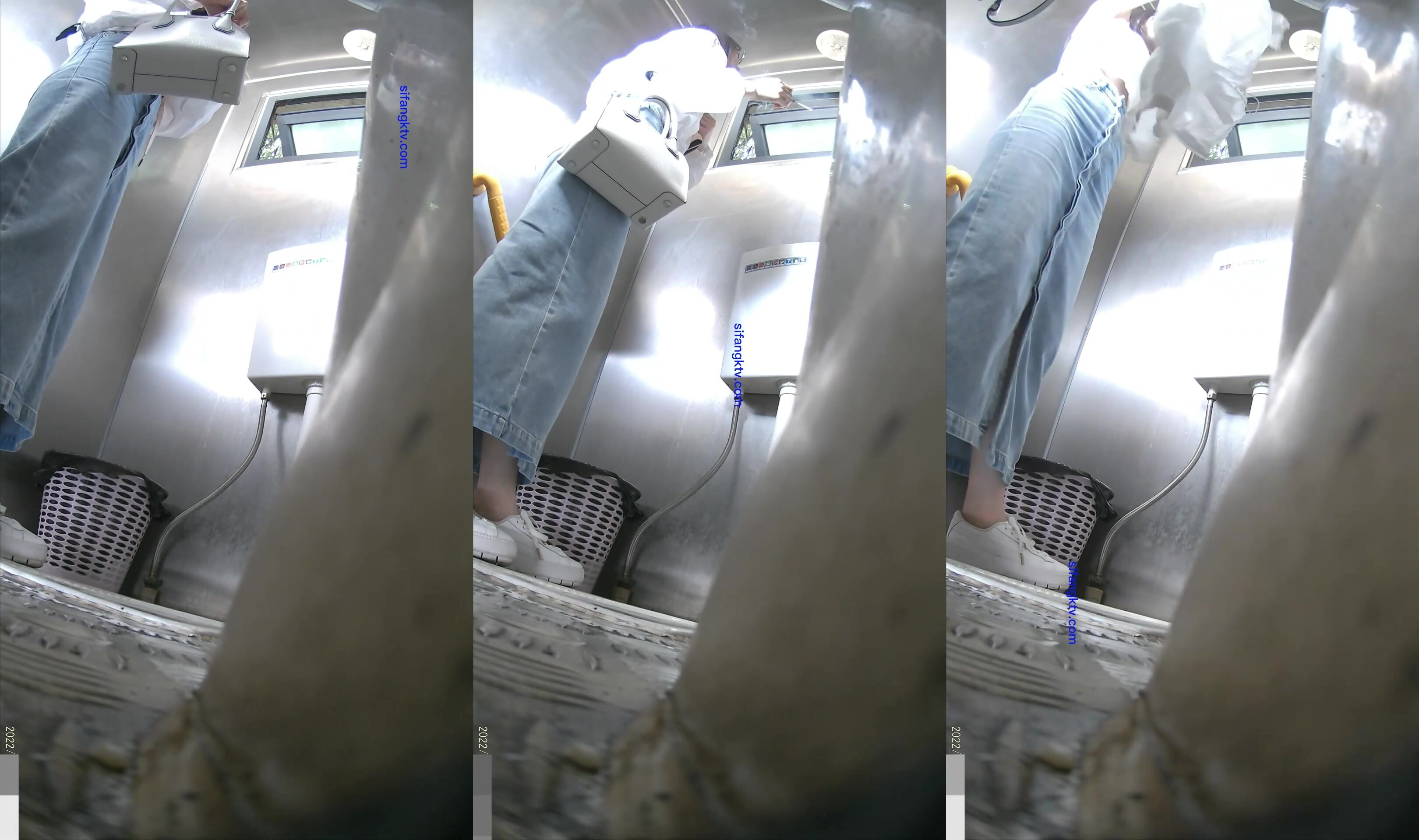 【精品廁拍】牛仔褲抽菸