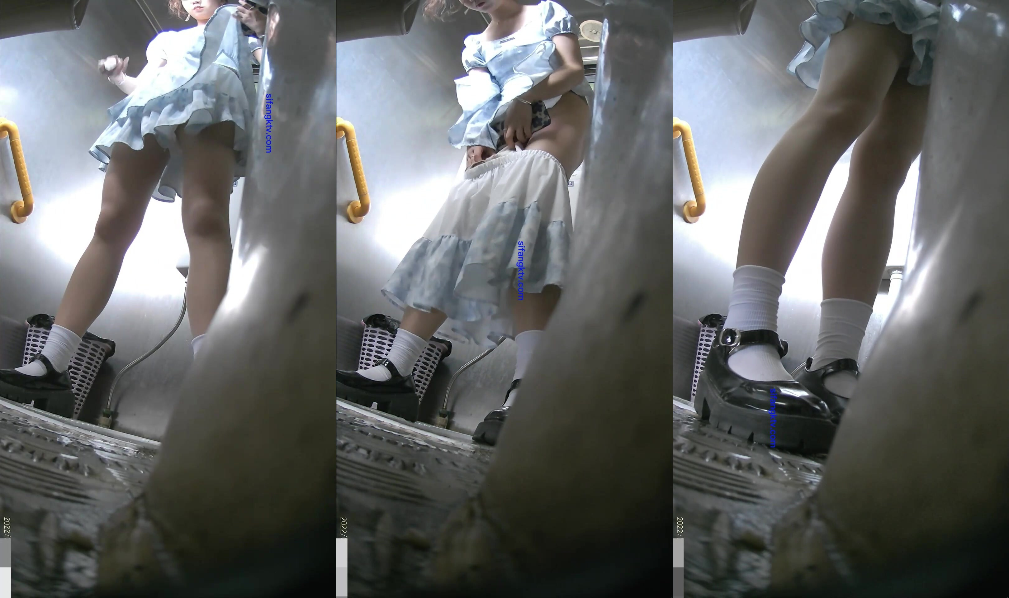 【精品廁拍】藍色碎花短裙