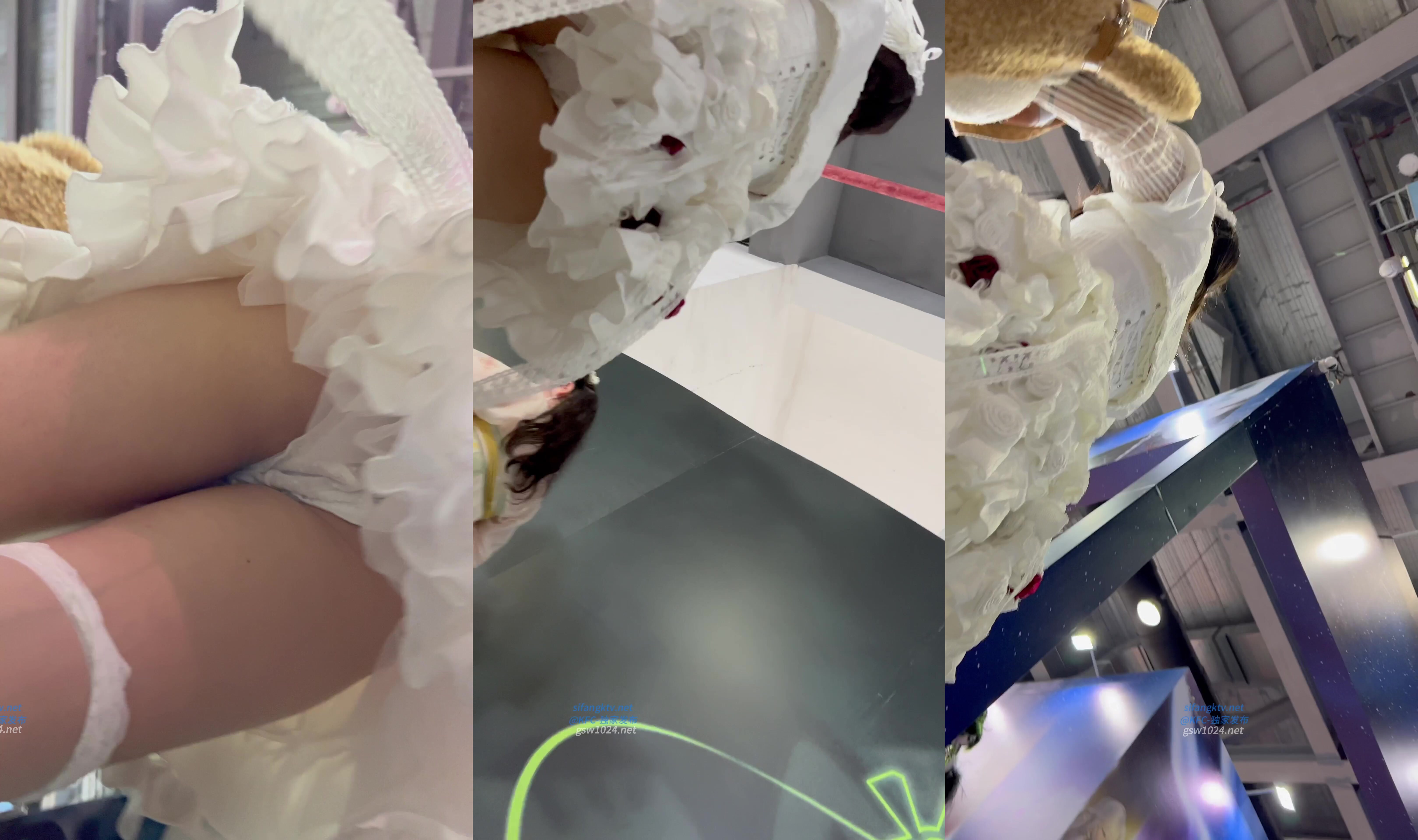 【 KFC 】可愛COSER蘿莉學生妹逛街。白絲半透明內內