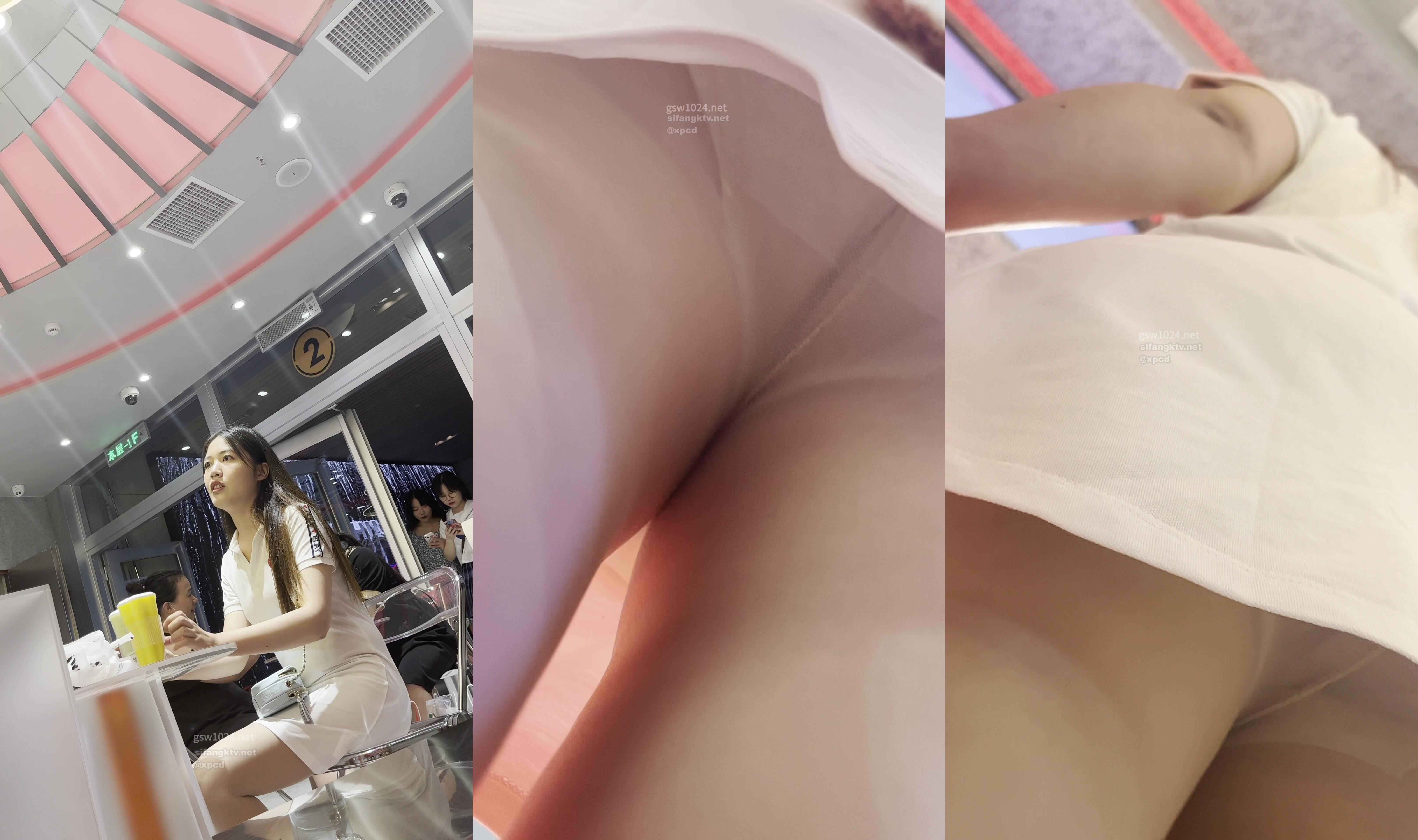 【XPCD】038☆☆白色包臀連衣裙肉絲美女白內