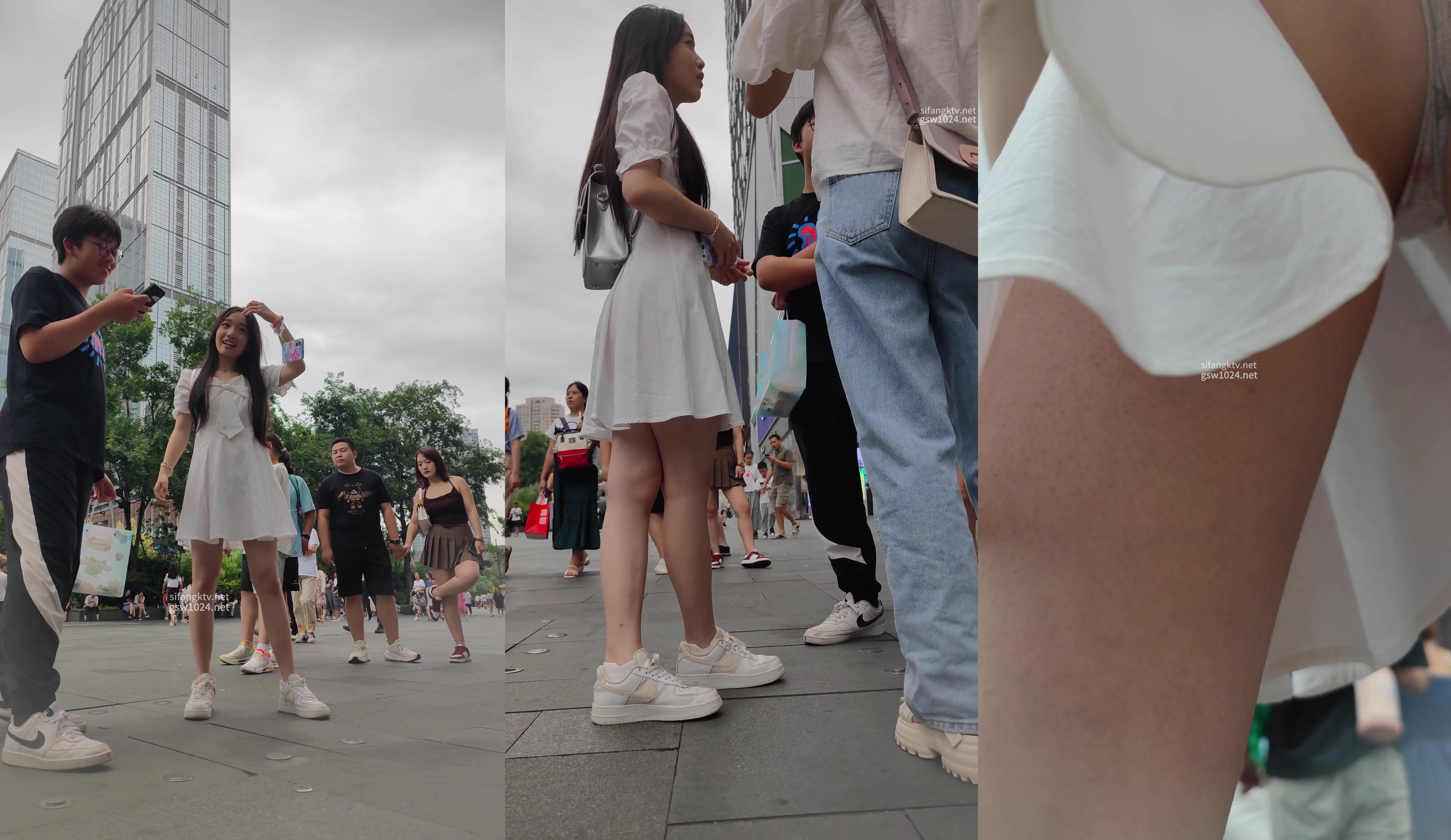 【KXCD】176白色連衣裙女大學生，這麼清純卻穿著性感窄內