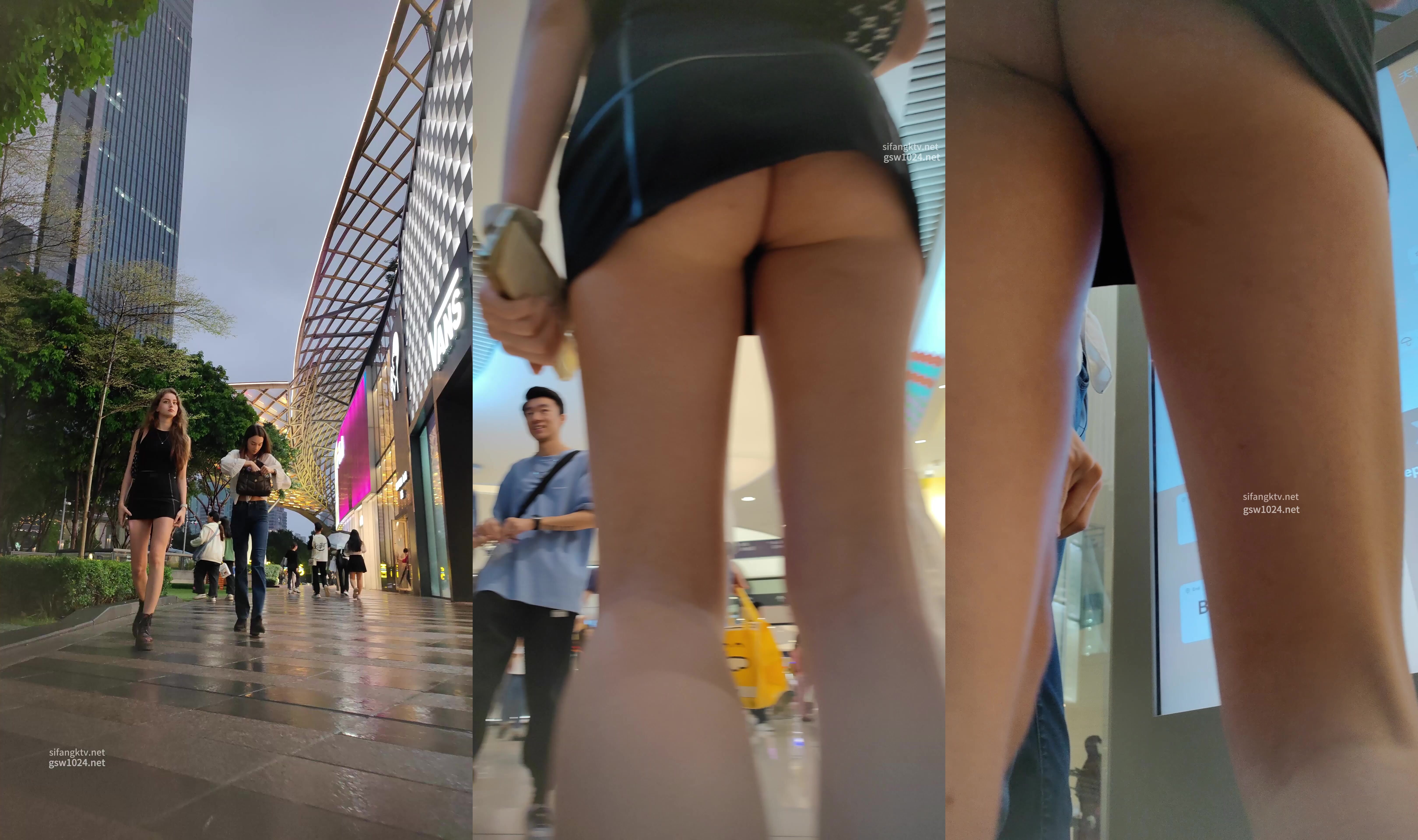 【KXCD】104黑色超短裙外國小姐姐各種角度超長抄底丁字褲