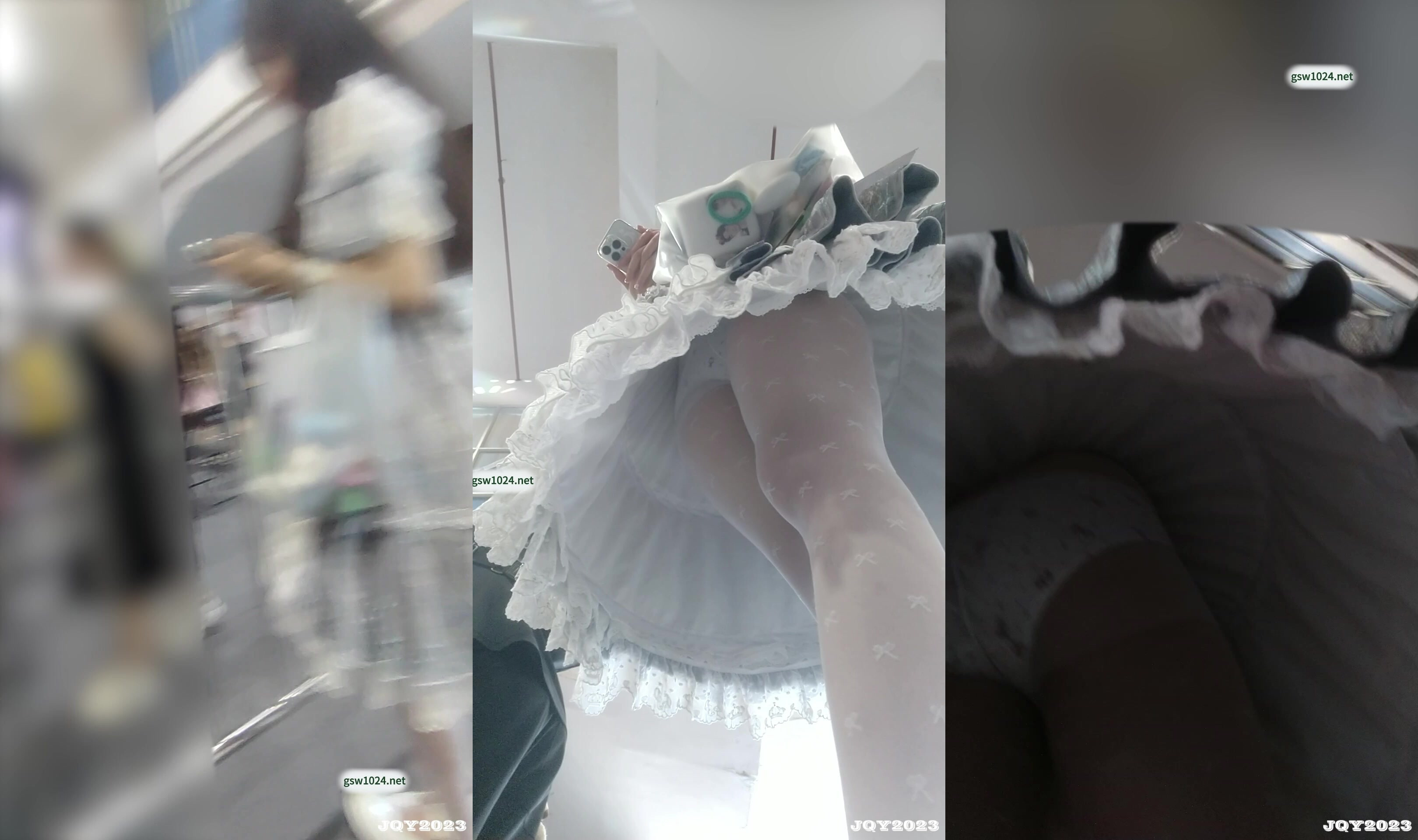 JQY94長時間抄底白絲連褲襪洛麗塔白色圖案內