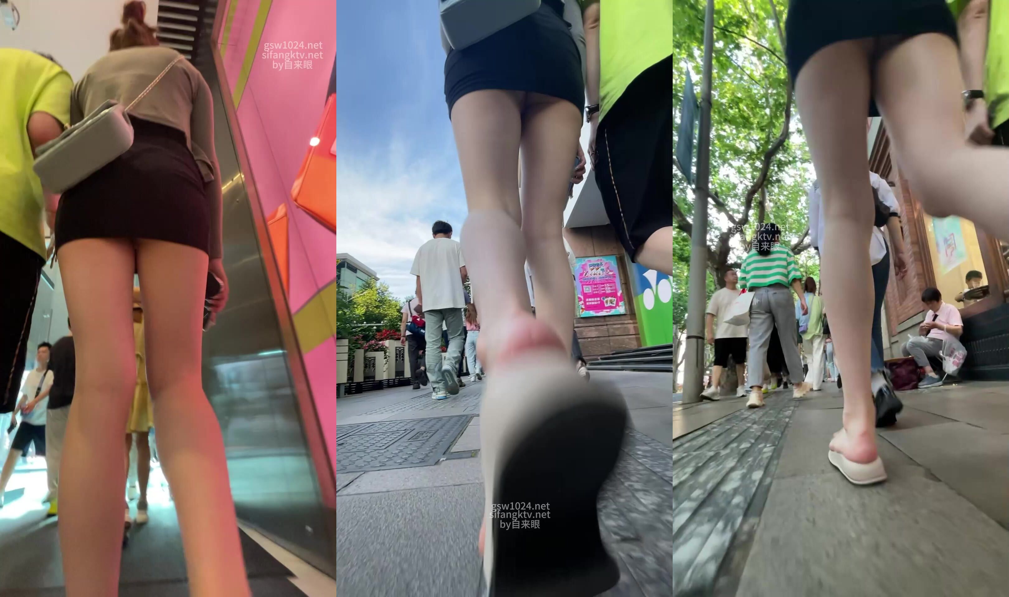 【自來眼】又短又緊包臀裙少婦透明涼拖雙腿光滑發亮