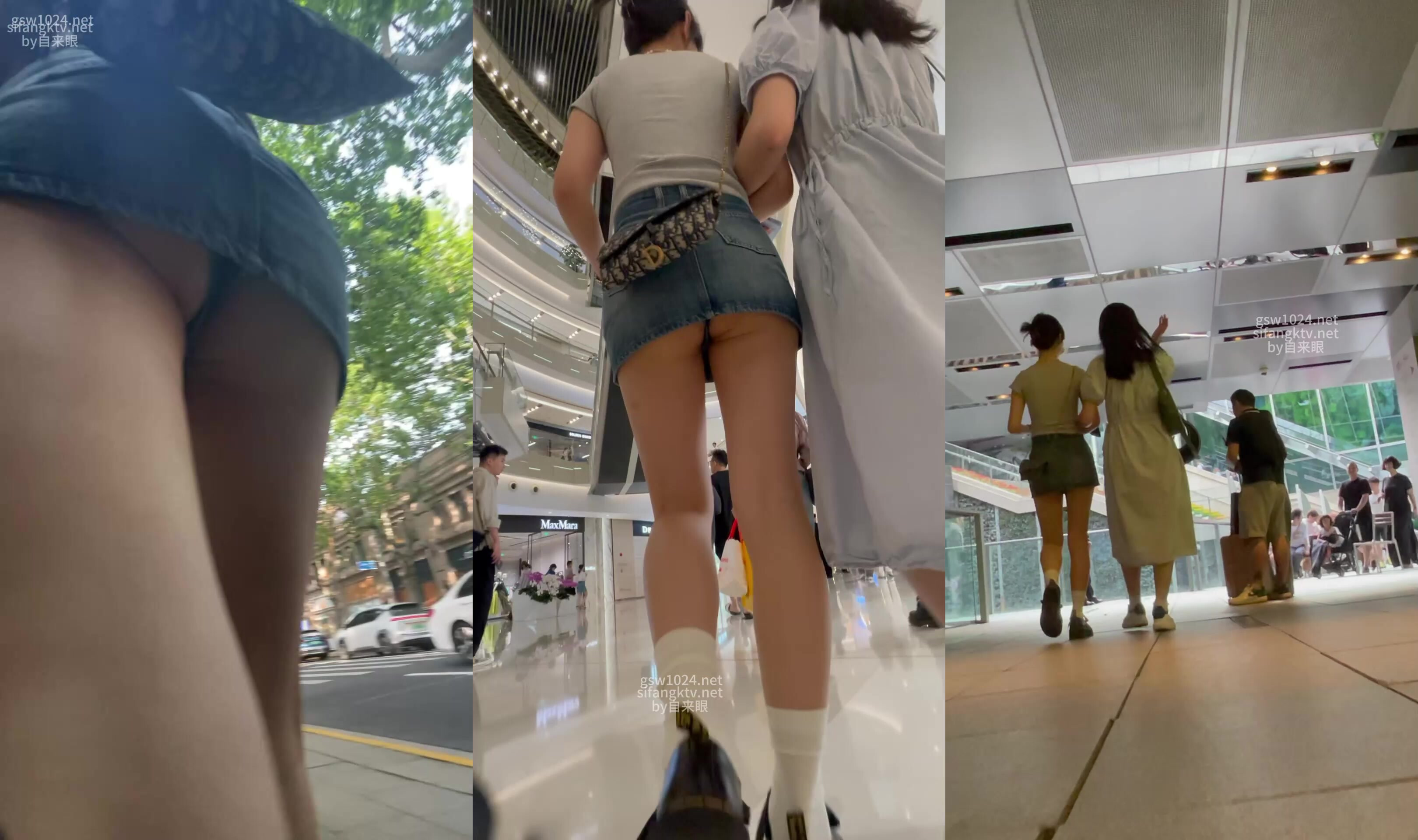 【自來眼】丸子頭元氣美女超短牛仔裙露屁股蛋