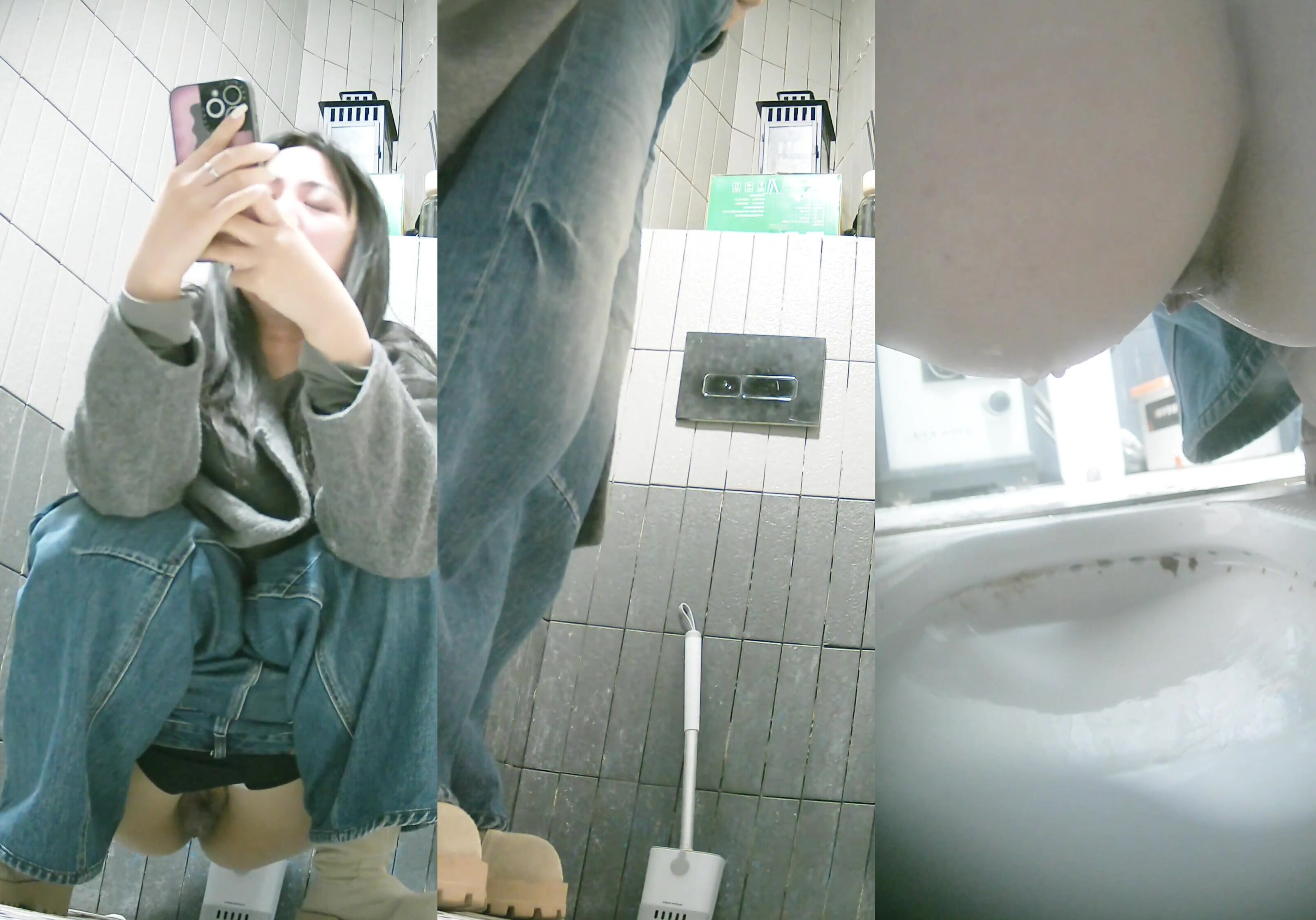 商場女廁全景偷拍美少婦尿的一屁股都是