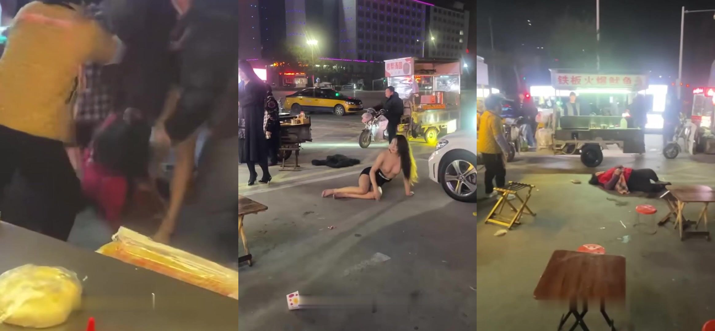 亳州夜市炸鍋！老太太火眼金睛怒罵美人妖當街開打撕衣服全裸大戰奶子晃盪躺地痛哭圍觀吃瓜拉架成春宮！