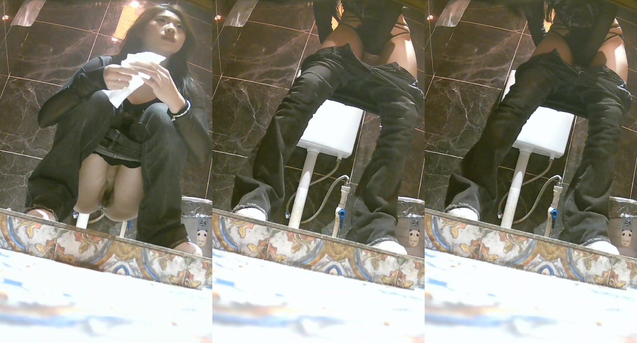 【酒吧女廁】全景偷拍穿著防狼褲的小姐姐人美B肥