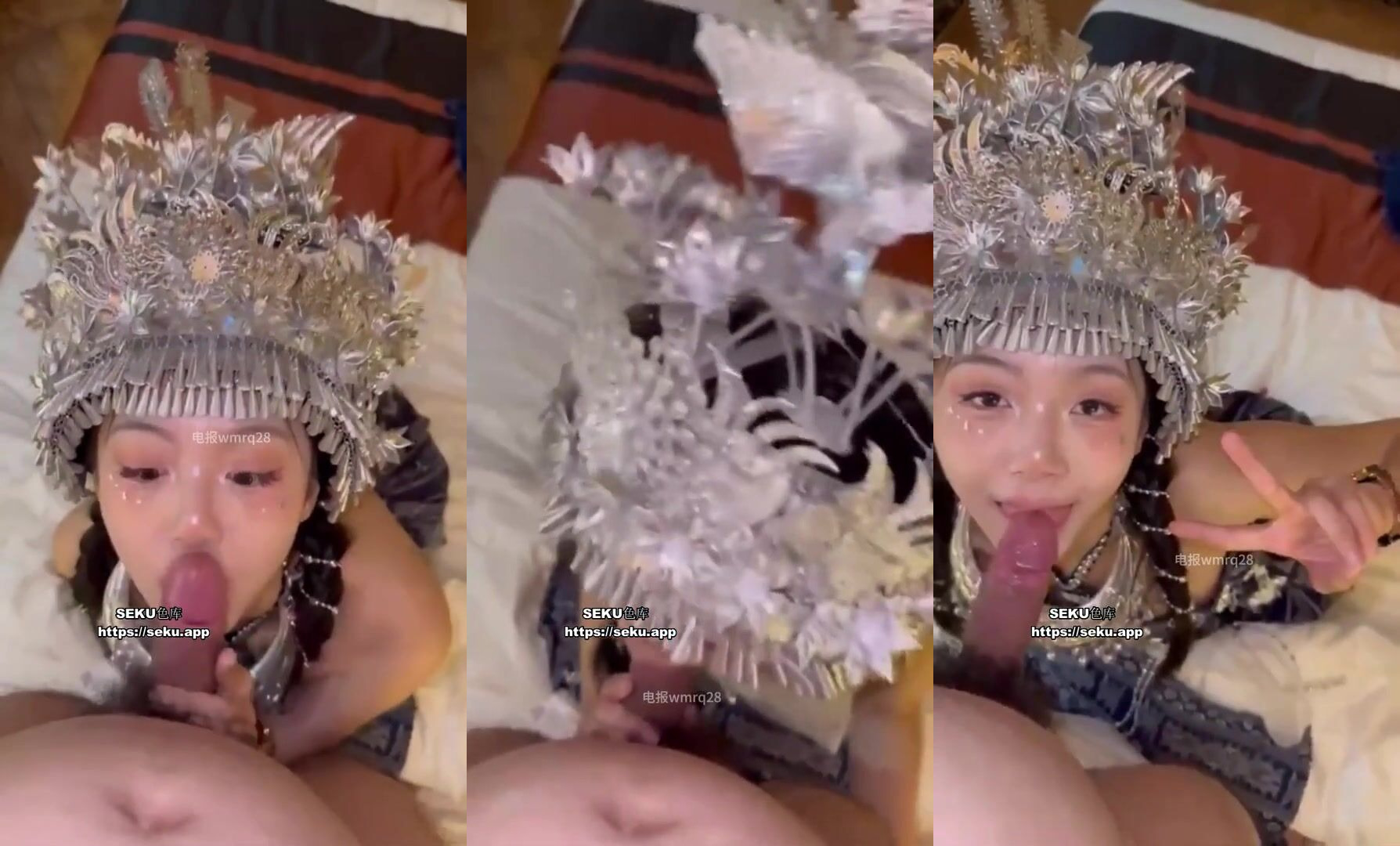 最近超火的少數民族妹子，可愛乖巧的模樣好喜歡唷，含著大雞巴好爽！~1