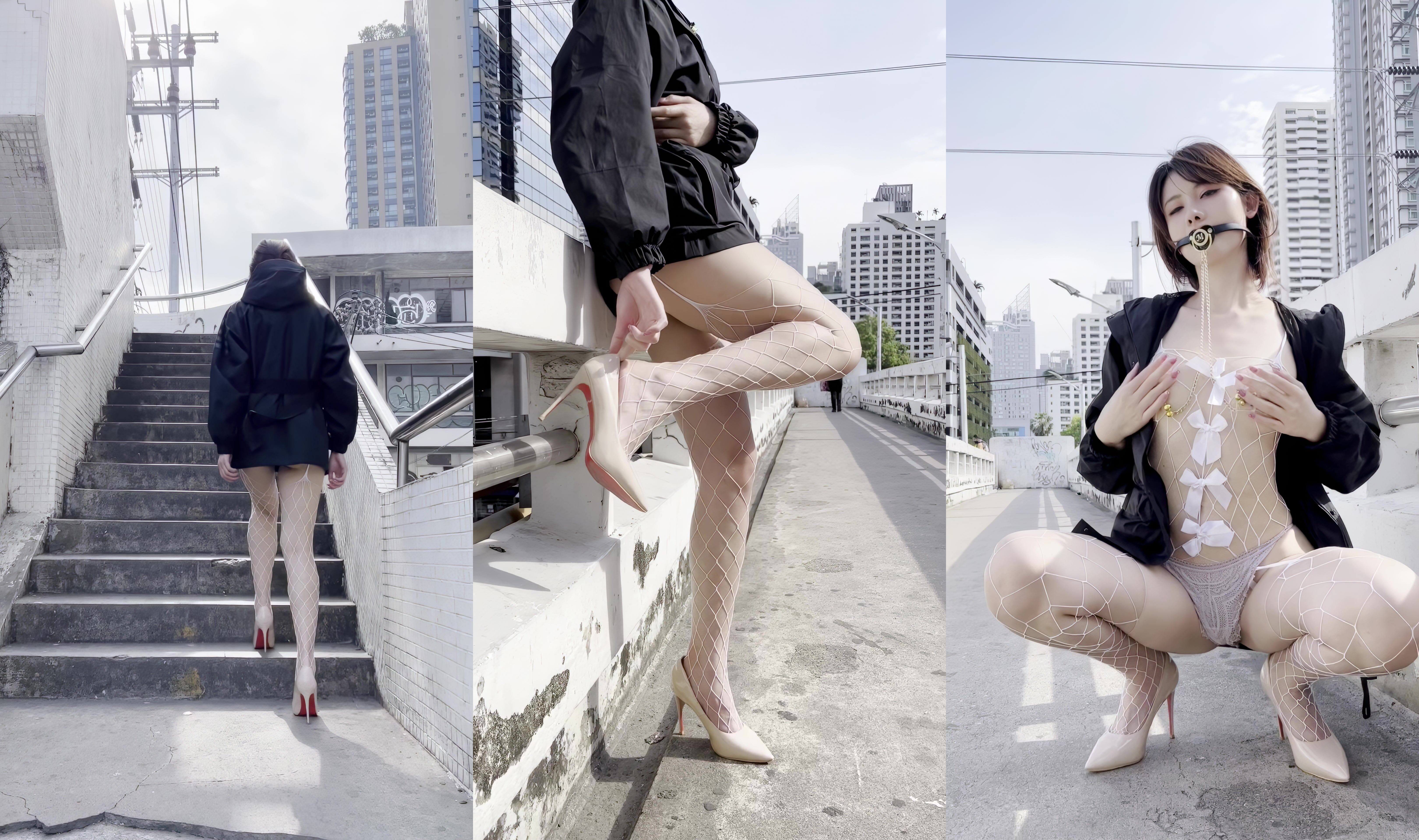 公共白絲露出路人經過