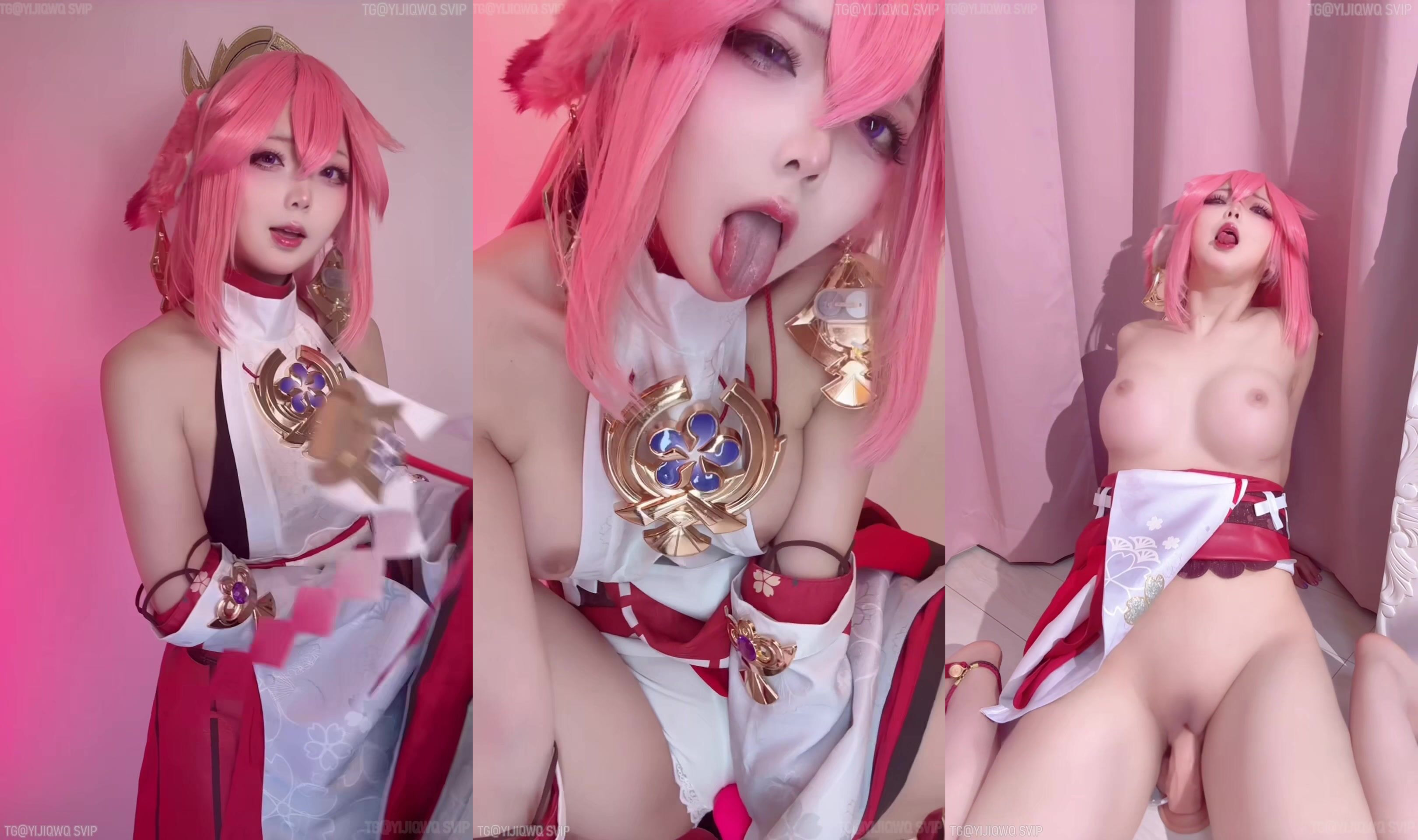 【chuchun】卡哇伊高顏值反差美少女單獨解鎖，八重神子Cosplay臉鮑同框紫薇