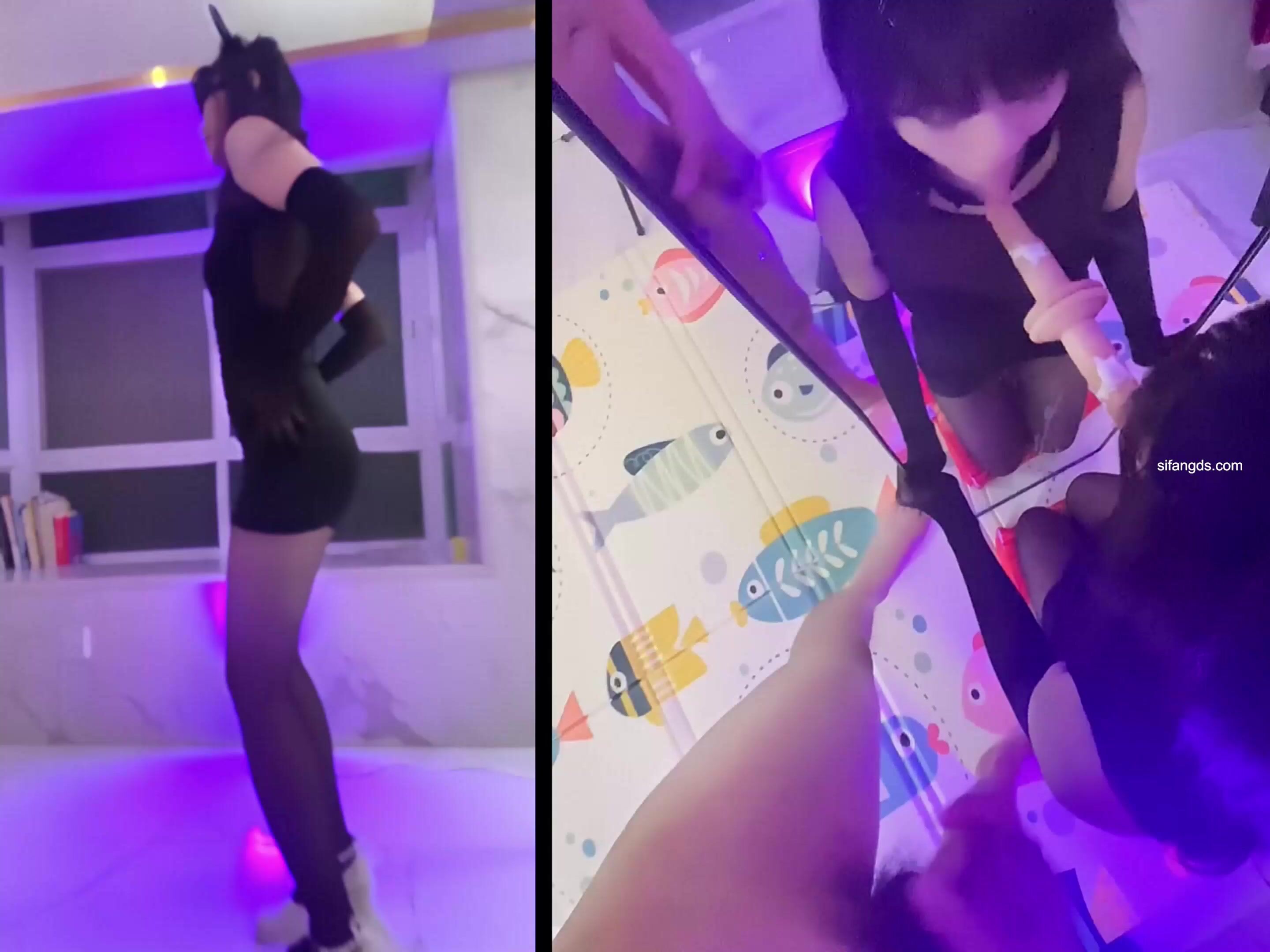 【貝璃珞】極品嫩妹舞啪福利姬最新露臉作品，燒杯安琪拉的才藝表演，褻玩黑絲包臀女主播 (3)