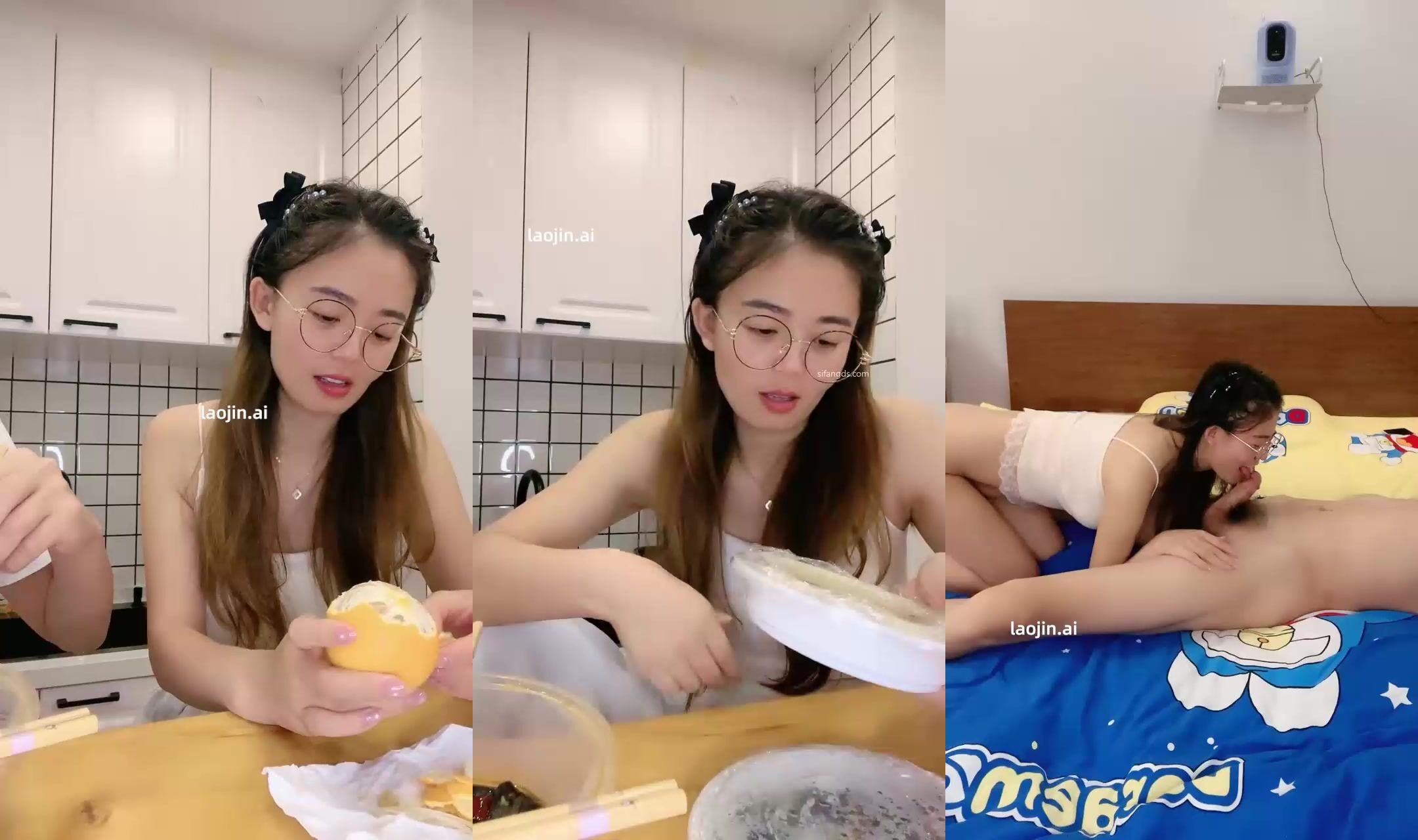 【慾求不滿小少婦】最新真實良家人妻，兩口子家中做愛，邊吃飯邊舌吻，眼鏡妹很反差，良家感十足觀感很棒！