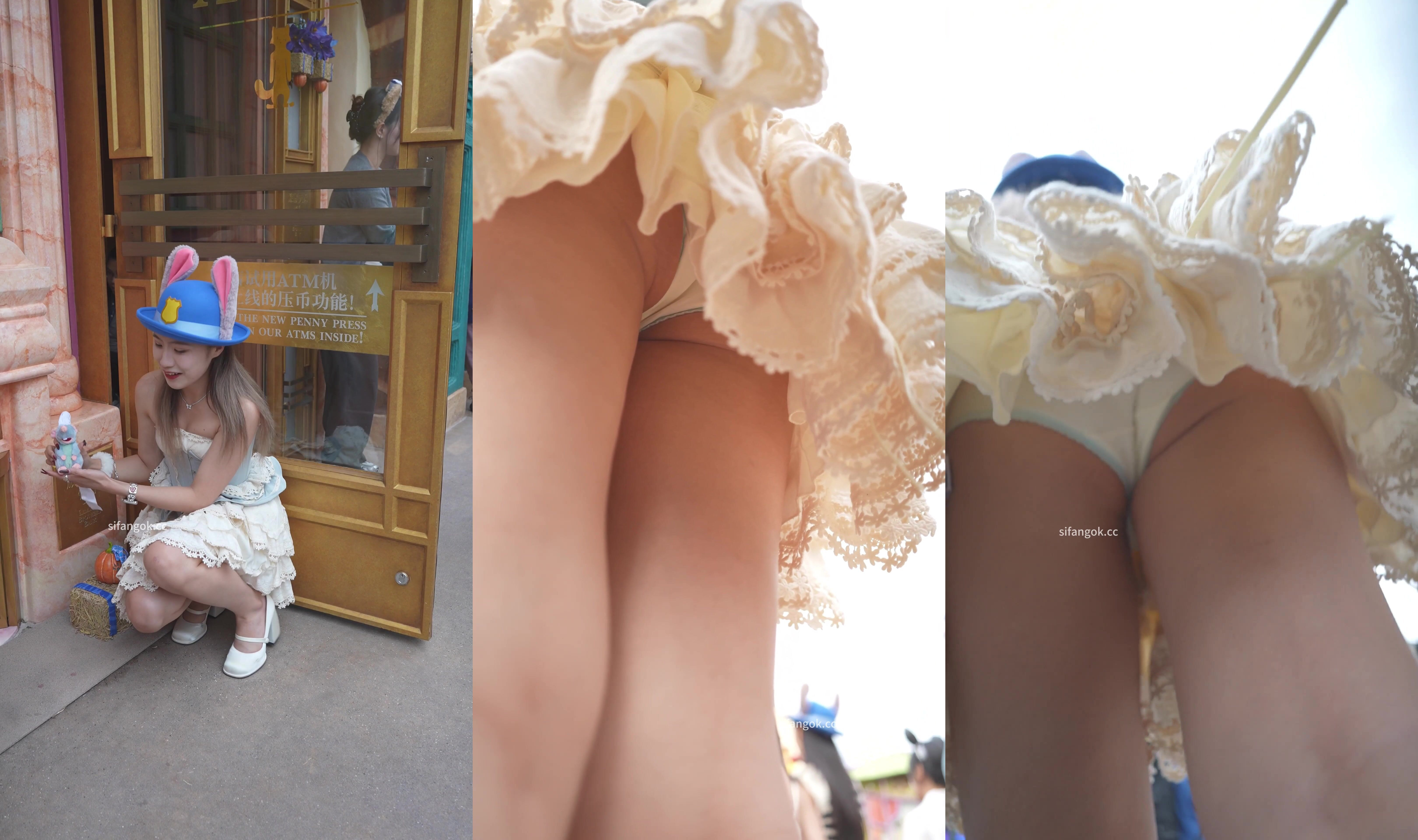 公主裙小姐姐拍照走光淺黃內夾出B縫