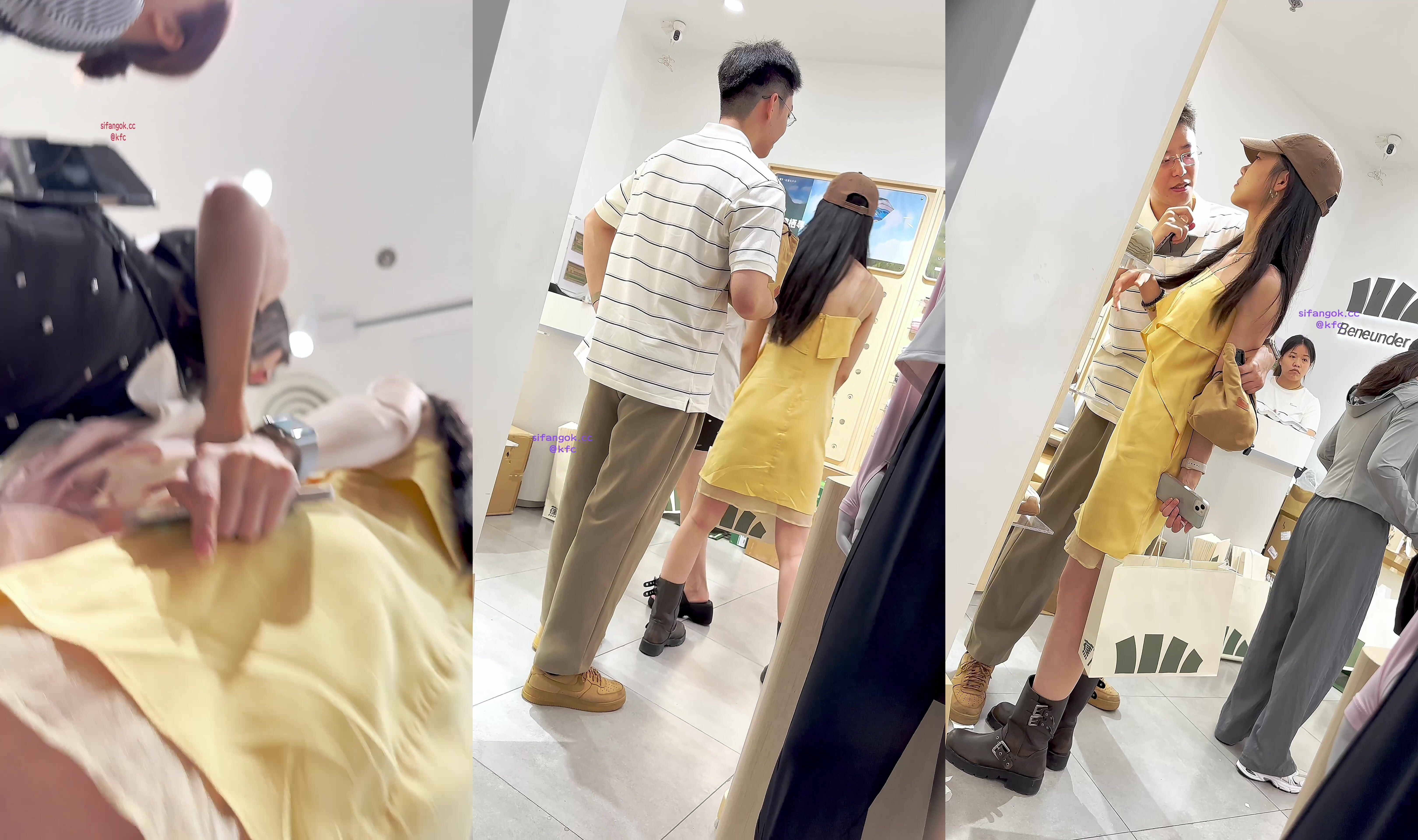 【KFC】靚女和男友逛街打打鬧鬧滿街撒狗糧長裙白內