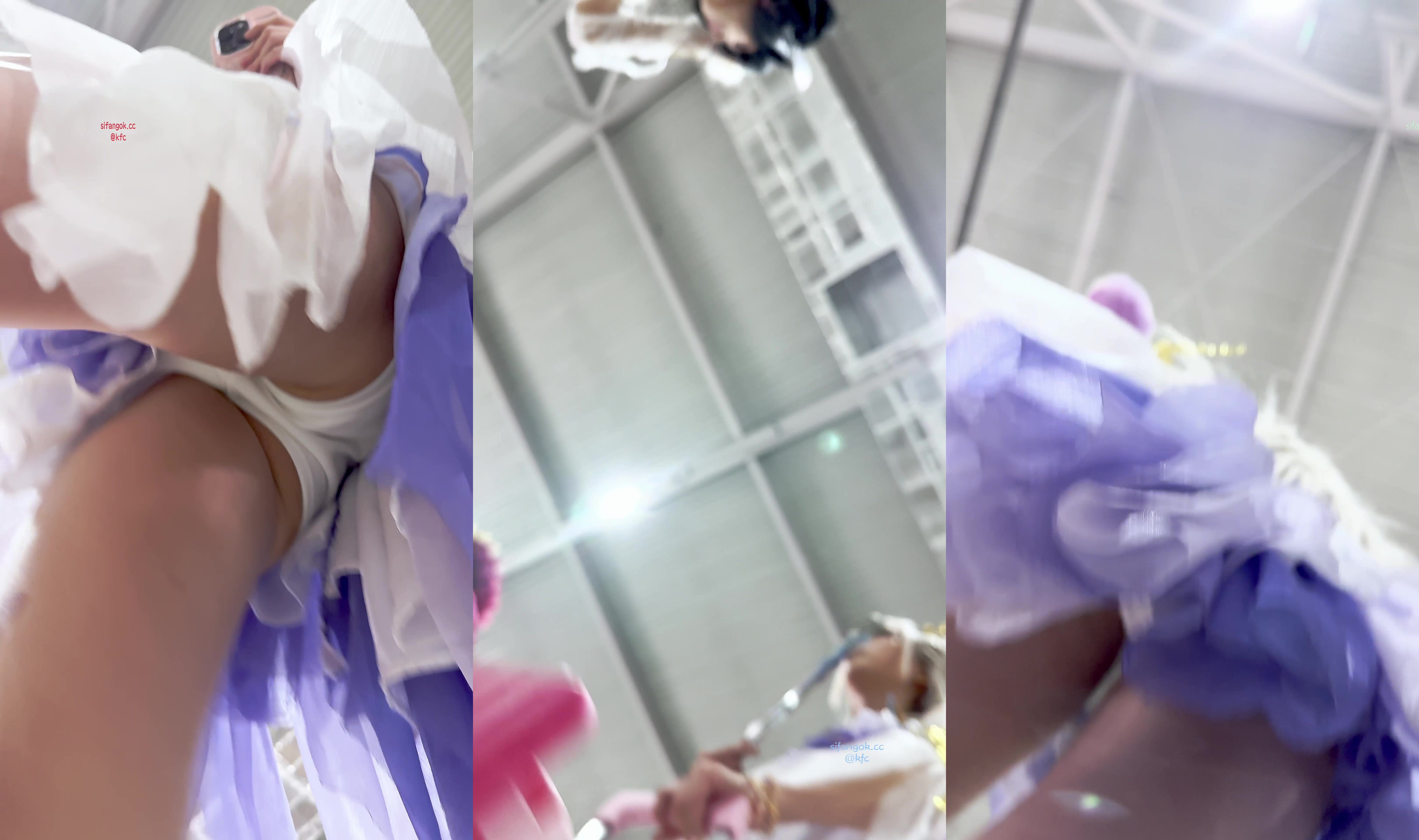 【KFC】極品美女COSER和閨蜜逛街彎腰露出白色內內貼著拍