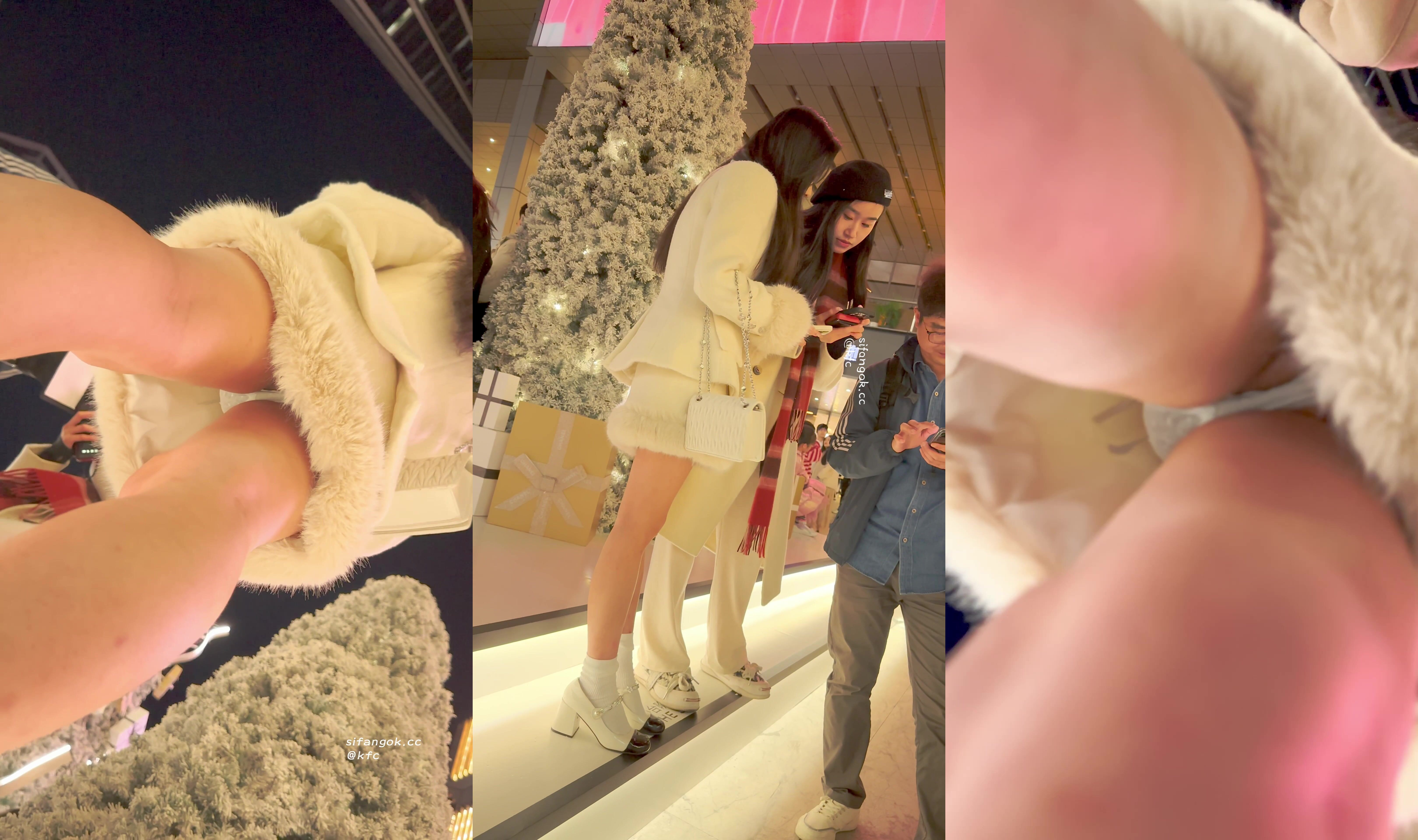 【KFC】極品美女雪天光腿被攝影師各種拍白色內微透黑森林