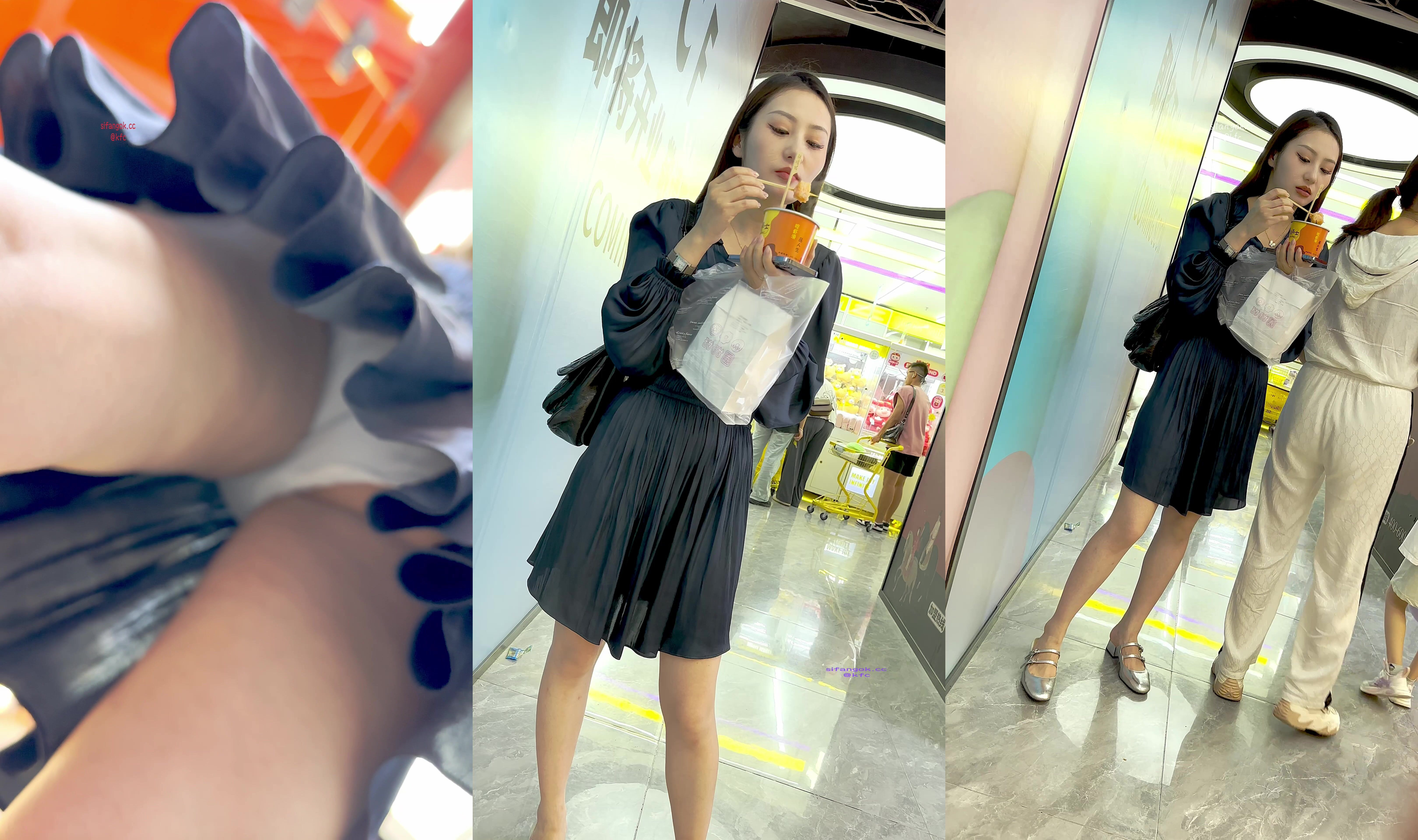 【KFC】風韻猶存的少婦長裙白色內可能被發現了一直盯著攝像頭
