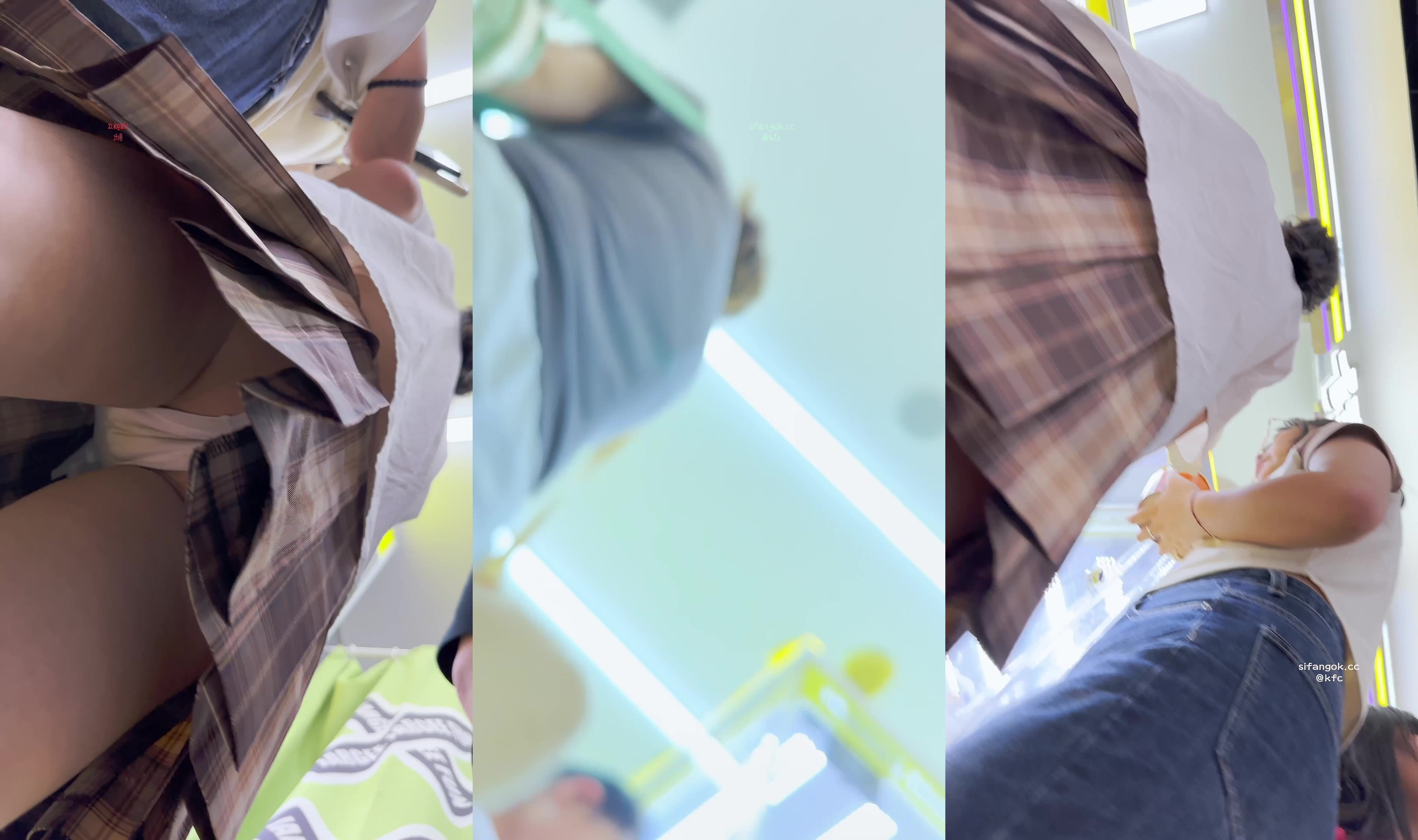 【KFC】制服JK氣質學生妹和閨蜜逛街短裙黑絲襪白內前後CD
