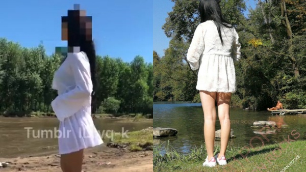 小河邊露出勾引老大爺