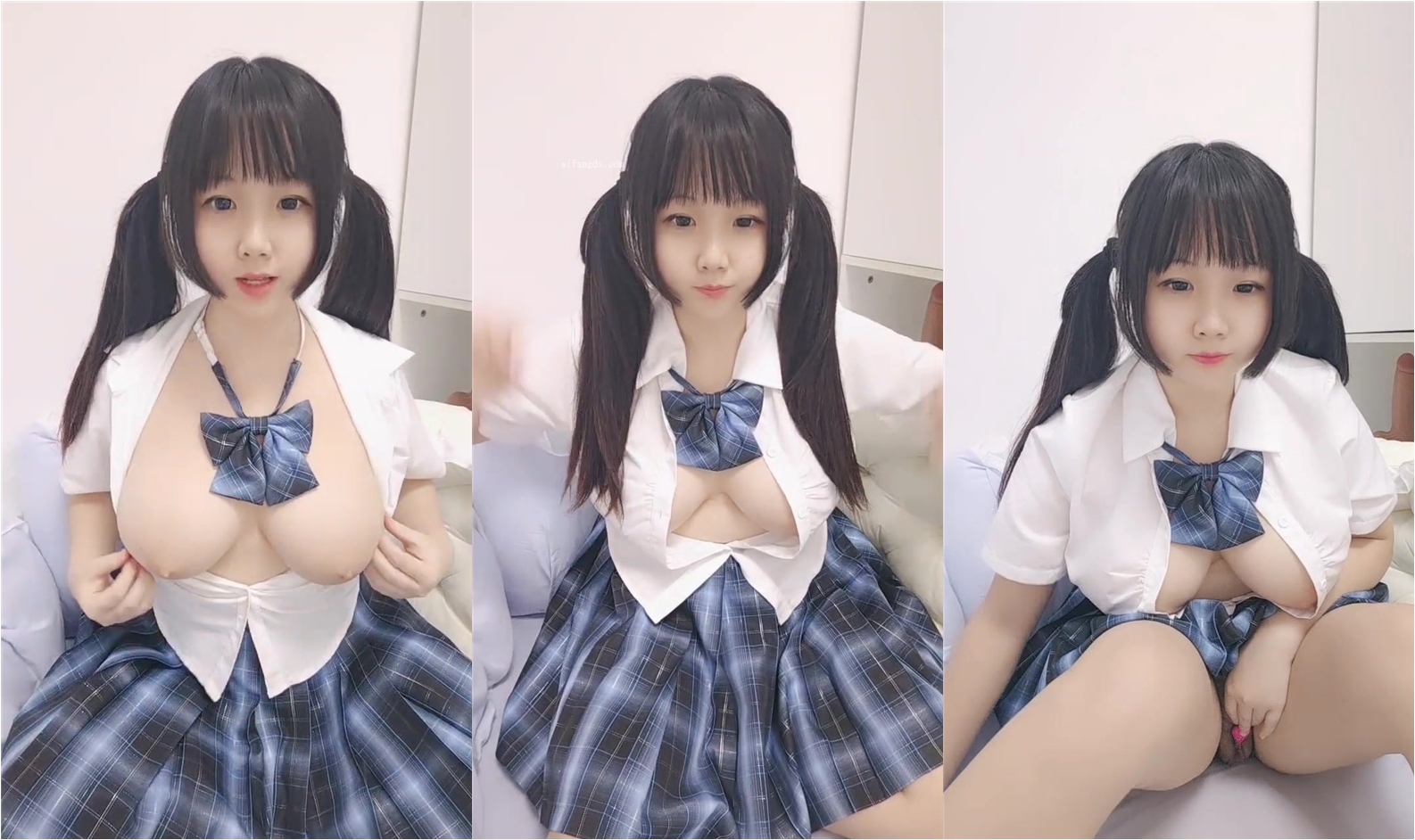 【樂樂崽】在校學生妹超級大巨乳~天下第一大奶~夾奶頭~感覺要爆炸了！(3)