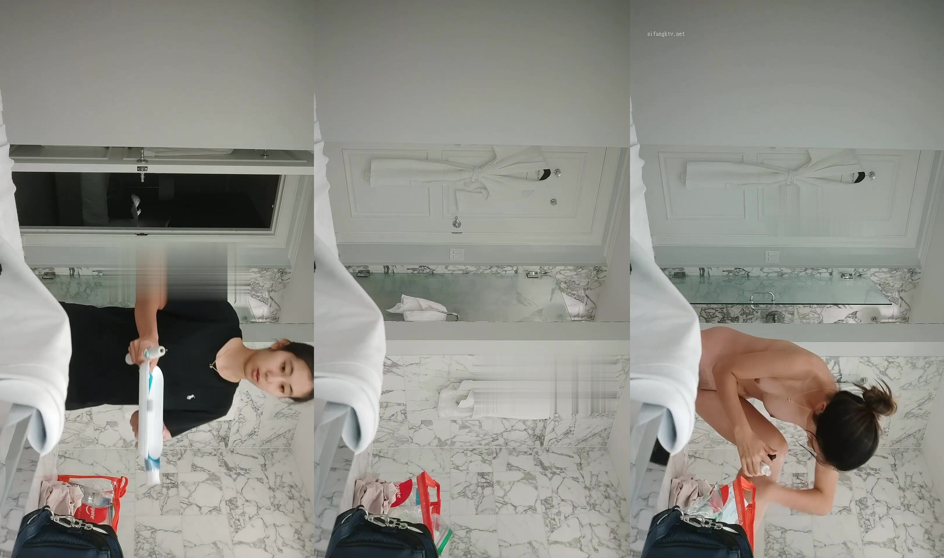 邪惡的房東浴室暗藏攝像頭偷拍美女租客洗完澡岔開腿擦護膚品